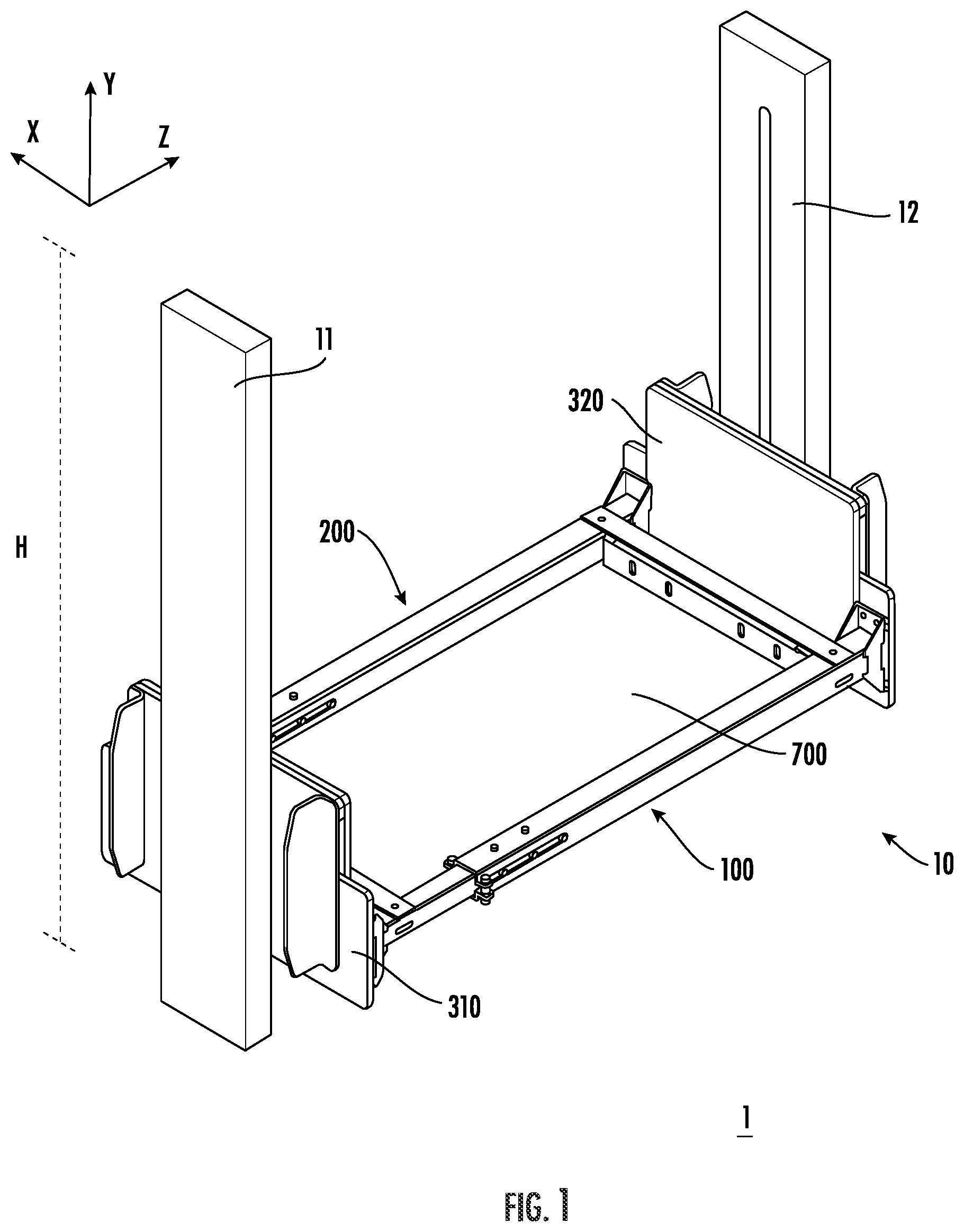 Patent US12378075 — Carriage lift assembly for materials handling and storage systems — Figure 1