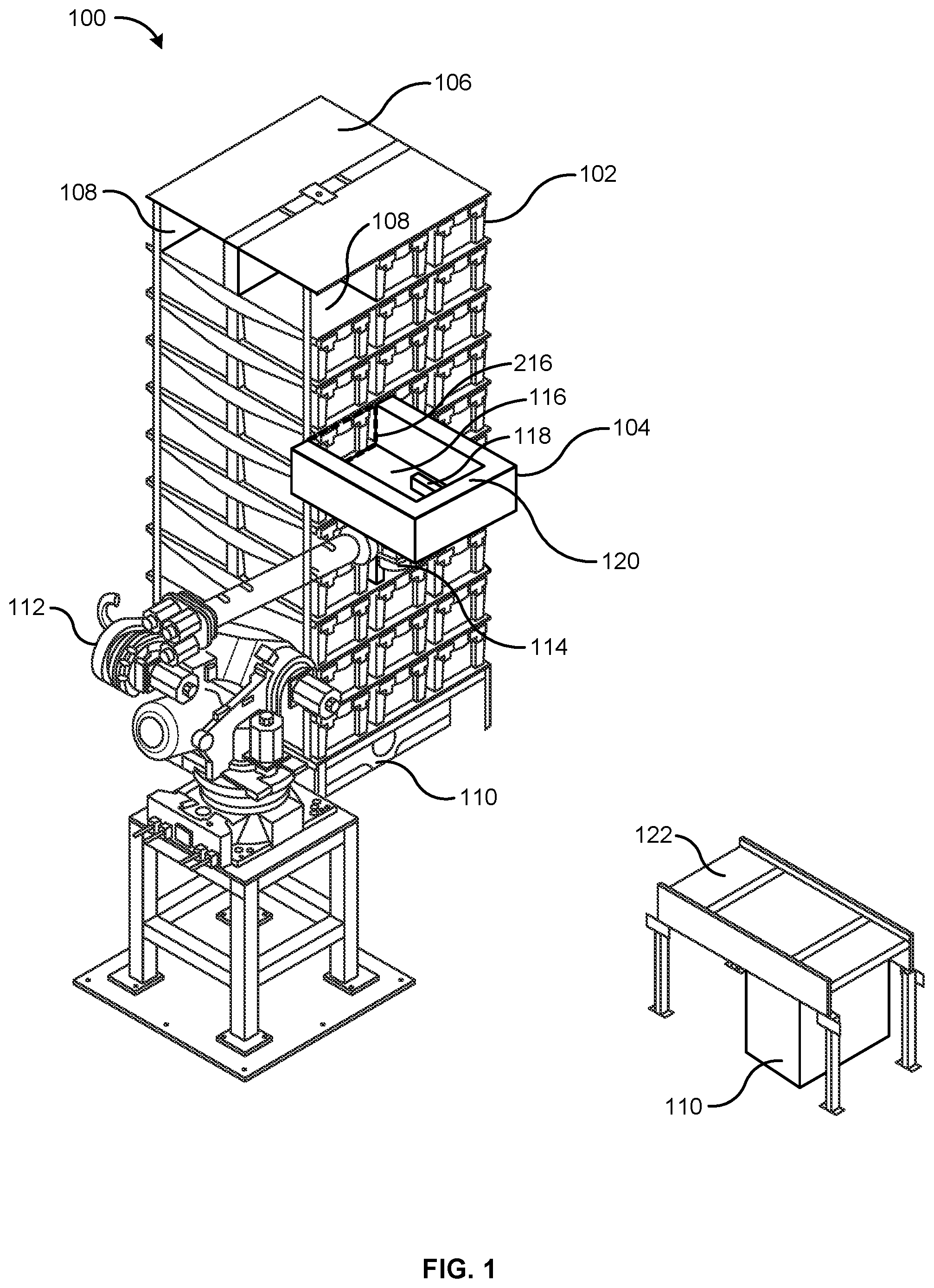 Patent US12378078 — Container management system — Figure 1
