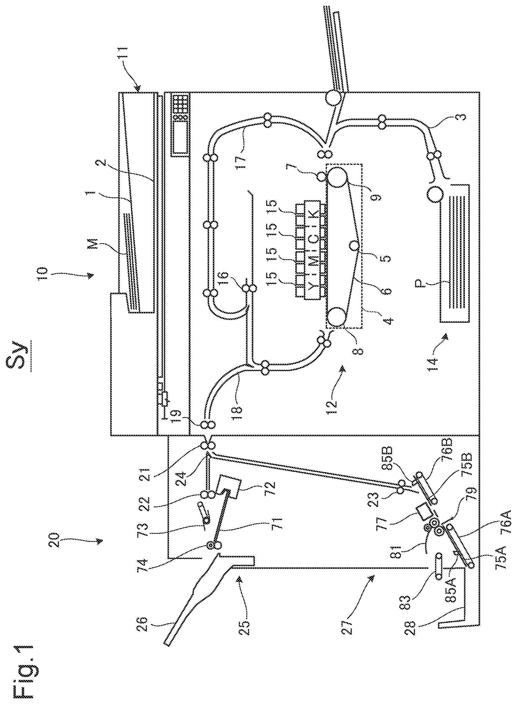 Patent US12378092 — Sheet postprocessing apparatus that performs postprocessing on plurality of sheets stacked, and image forming system including same — Figure 1