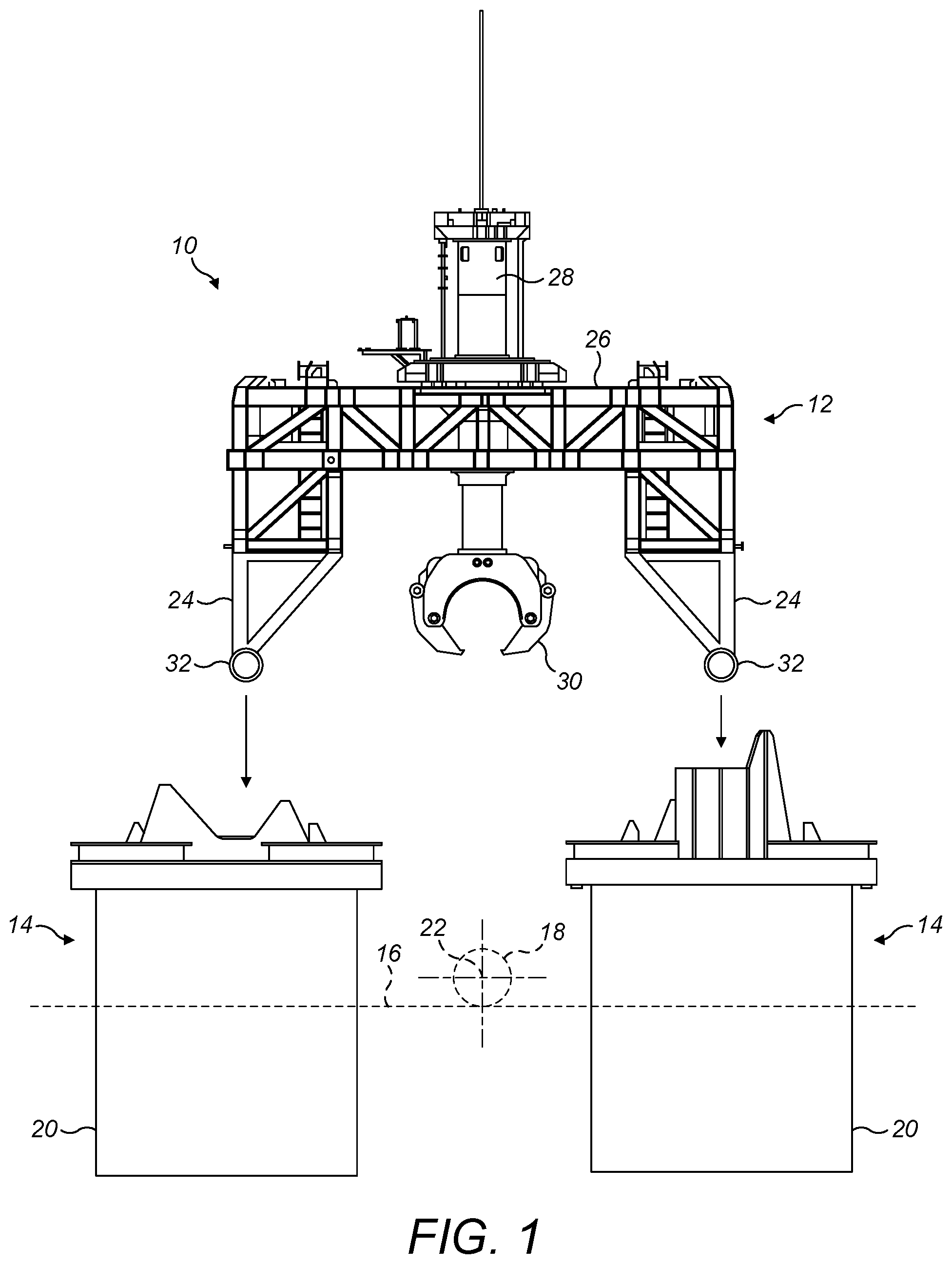 Patent US12378098 — Lifting systems for subsea pipelines and methods for installing lifting systems — Figure 1
