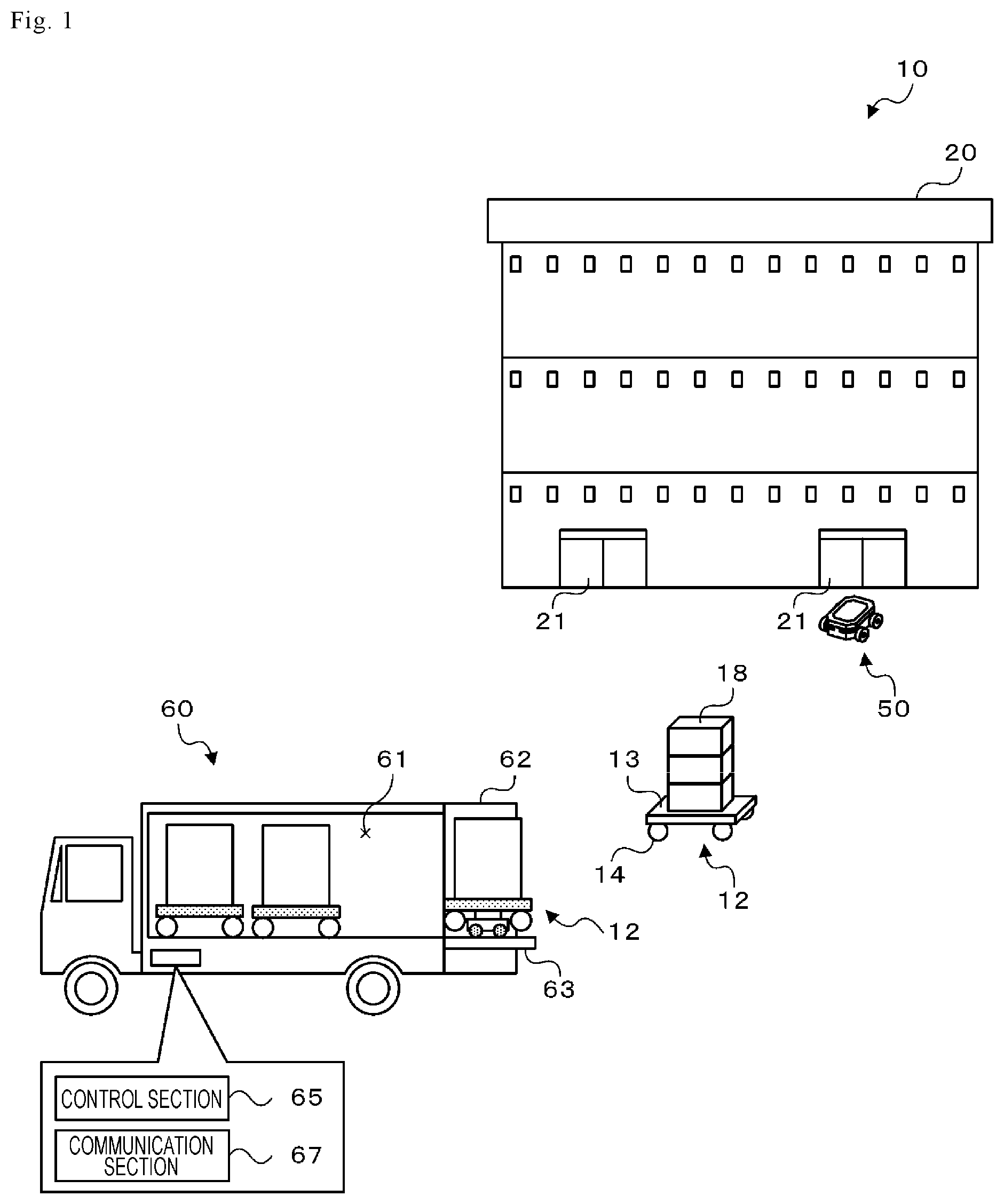 Patent US12378101 — Raising/lowering movement control system and raising/lowering movement control method — Figure 1