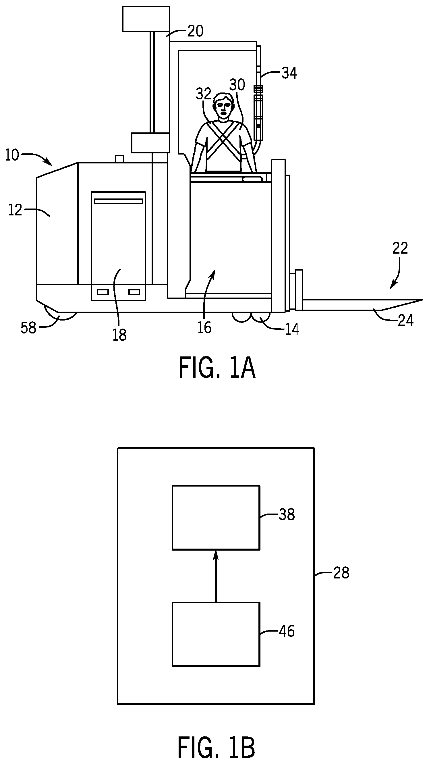 Patent US12378104 — Systems and methods for material handling vehicle safety reinforcement — Figure 1