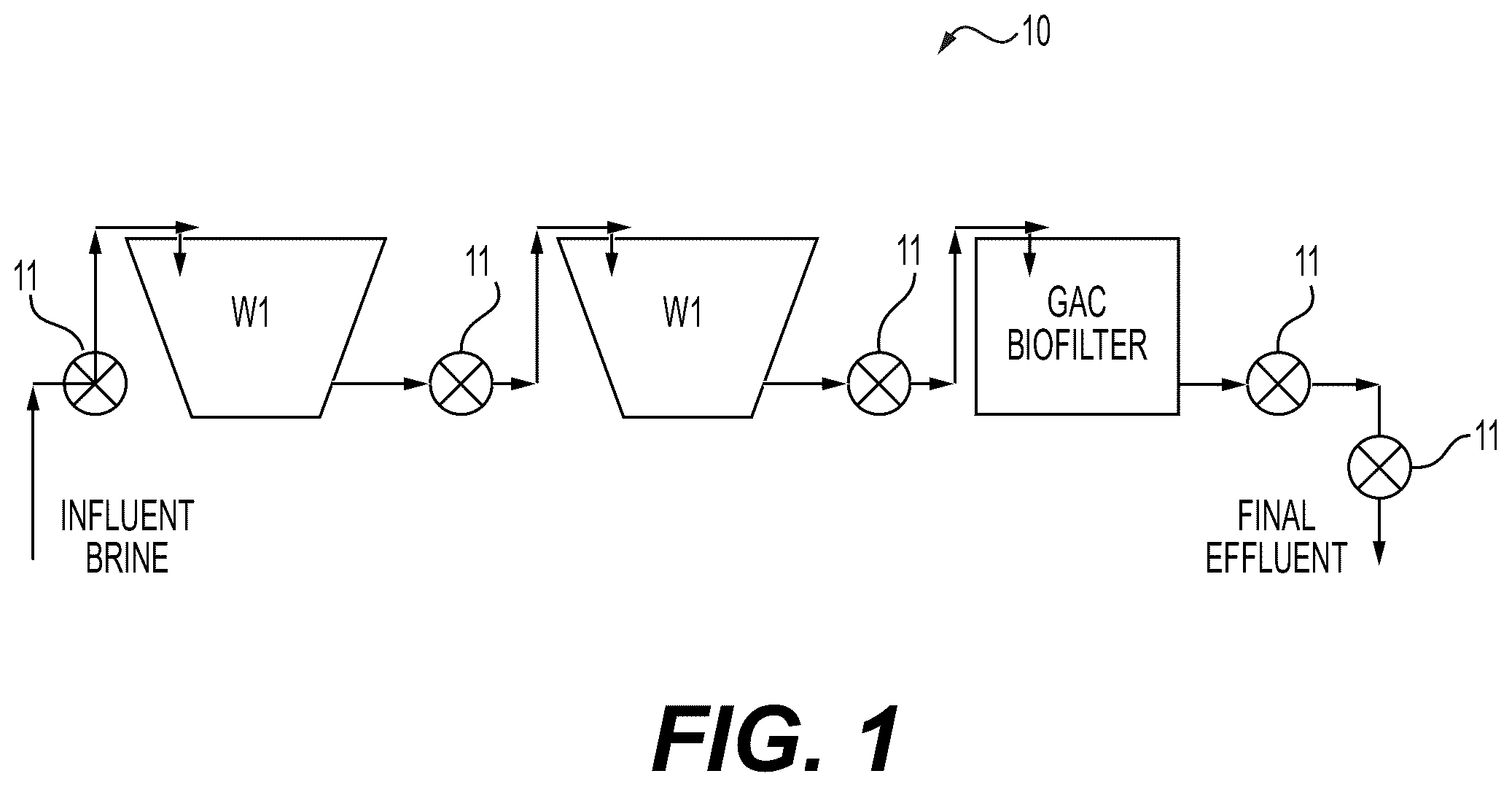 Patent US12378144 — Wetland system for treatment of wastewater brine — Figure 1