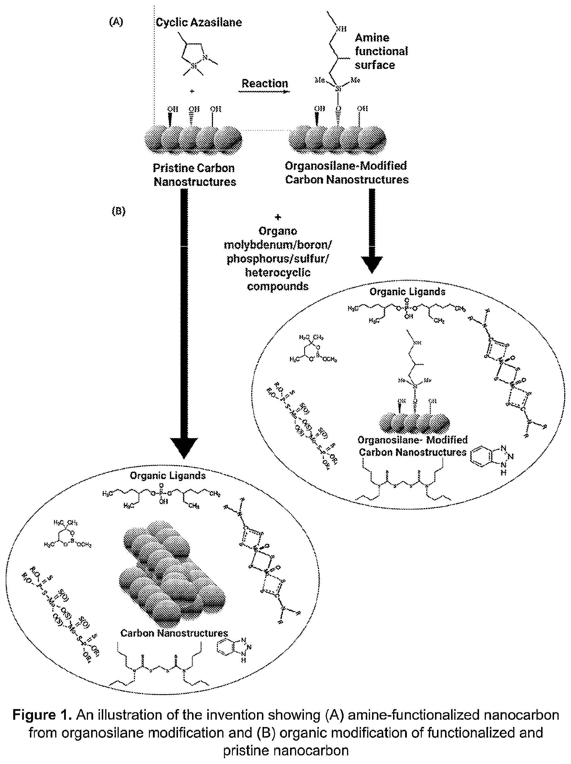 Patent US12378495 — Tribotechnical compositions from self-assembled carbon nanoarchitectonics, and applications thereof — Figure 1