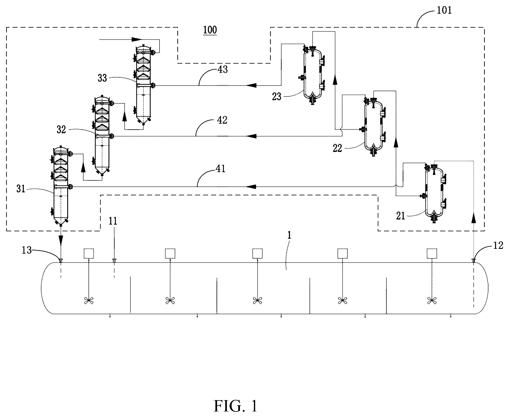 Patent US12378630 — Combined heat exchange system of flash tank and preheater for laterite nickel ore leaching — Figure 1