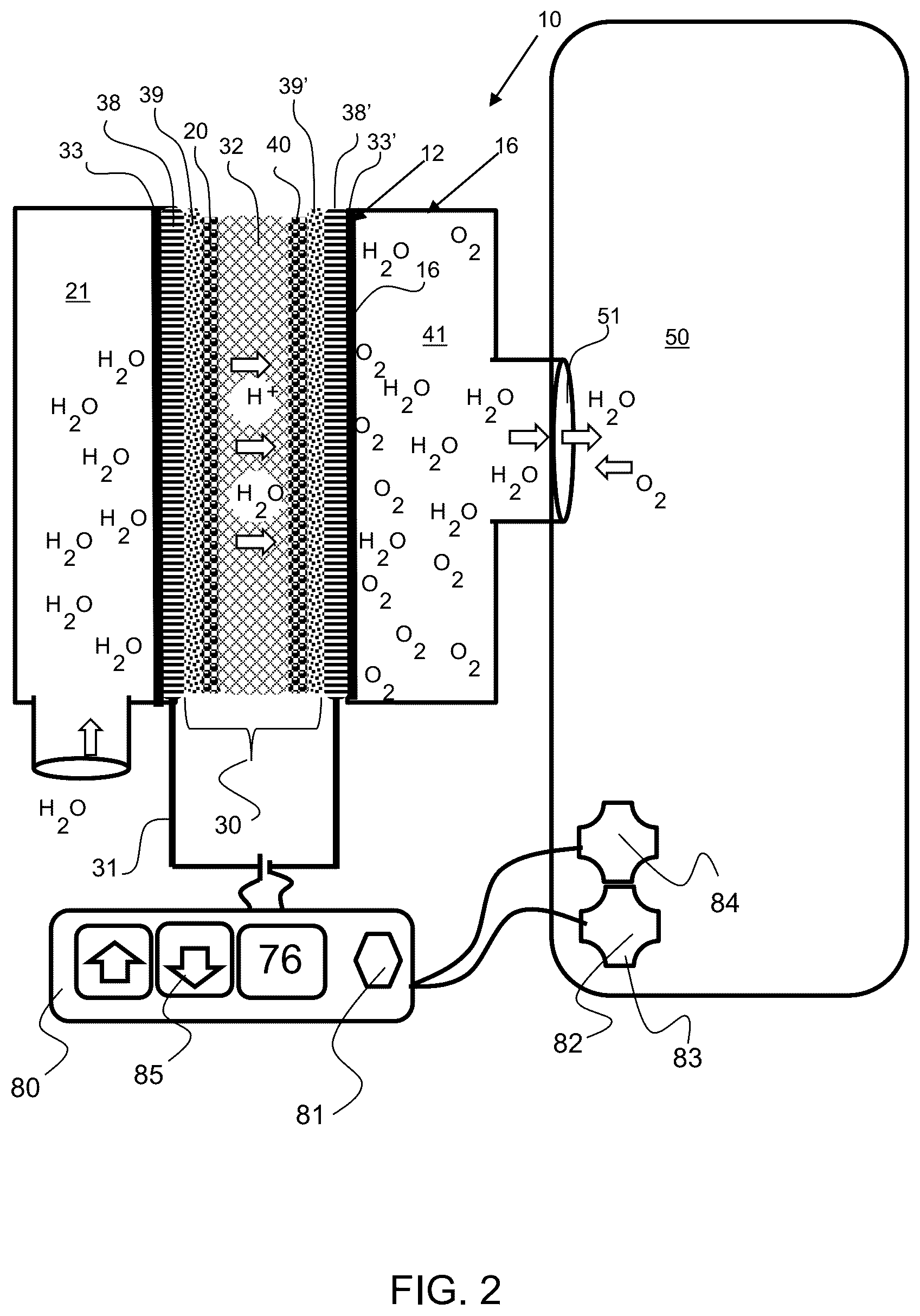 Patent US12378682 Figure 2 – Electrolysis cell assembly utilizing an anion exchange membrane