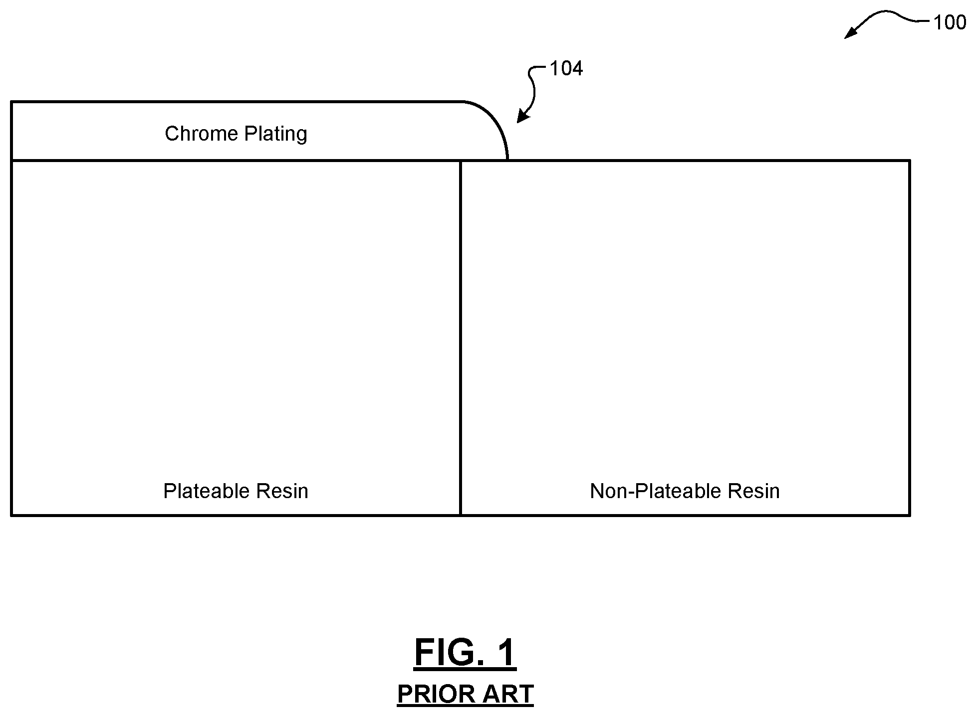 Patent US12378688 — Selective chrome plating with flush interface — Figure 1