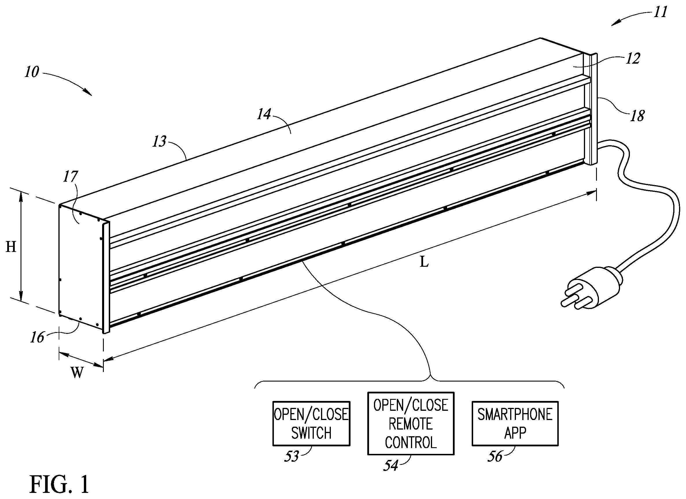Patent US12378714 — Wall mounted motorized clothes hanging devices — Figure 1
