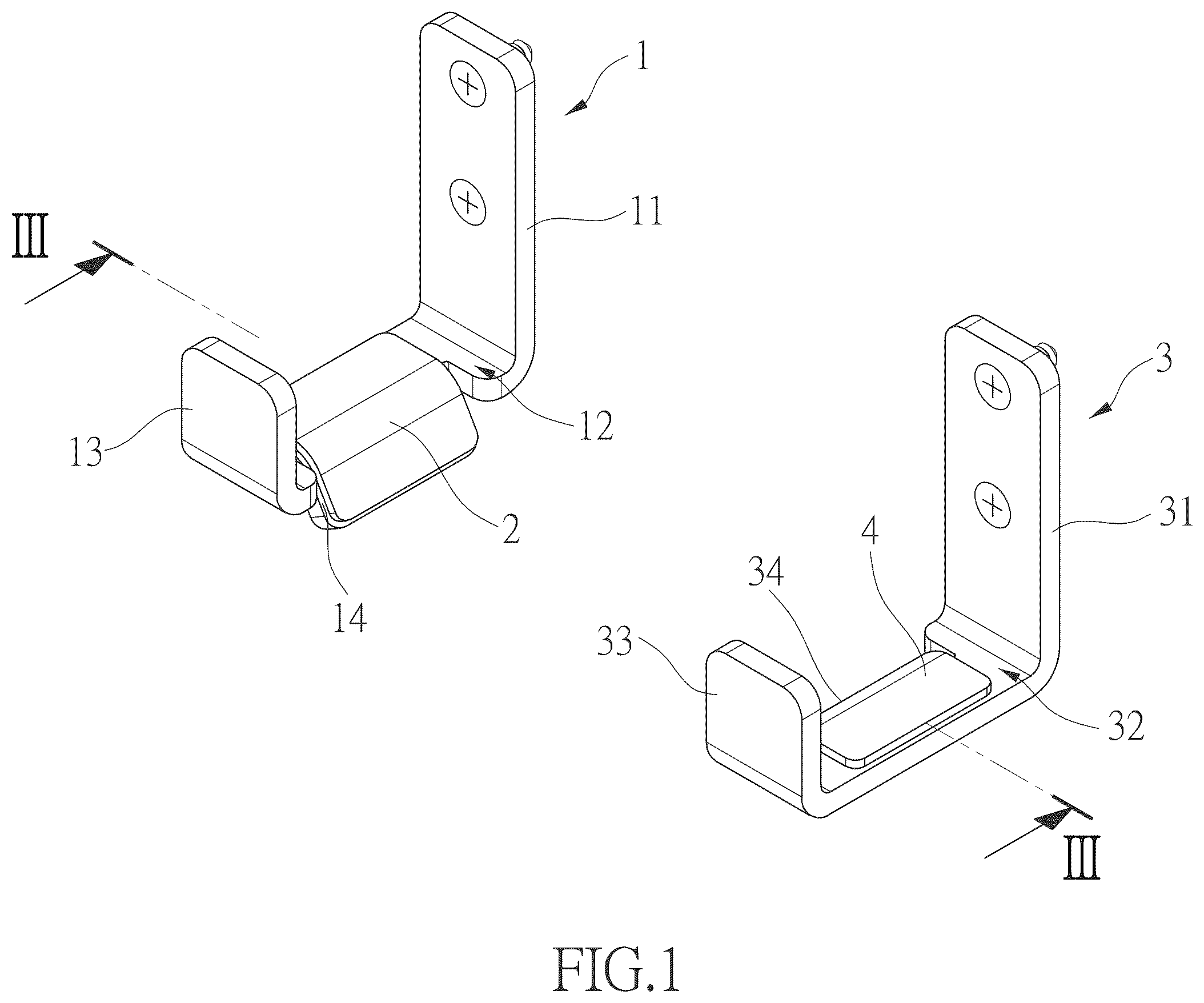 Patent US12378719 — Hanging set for ironing boards — Figure 1