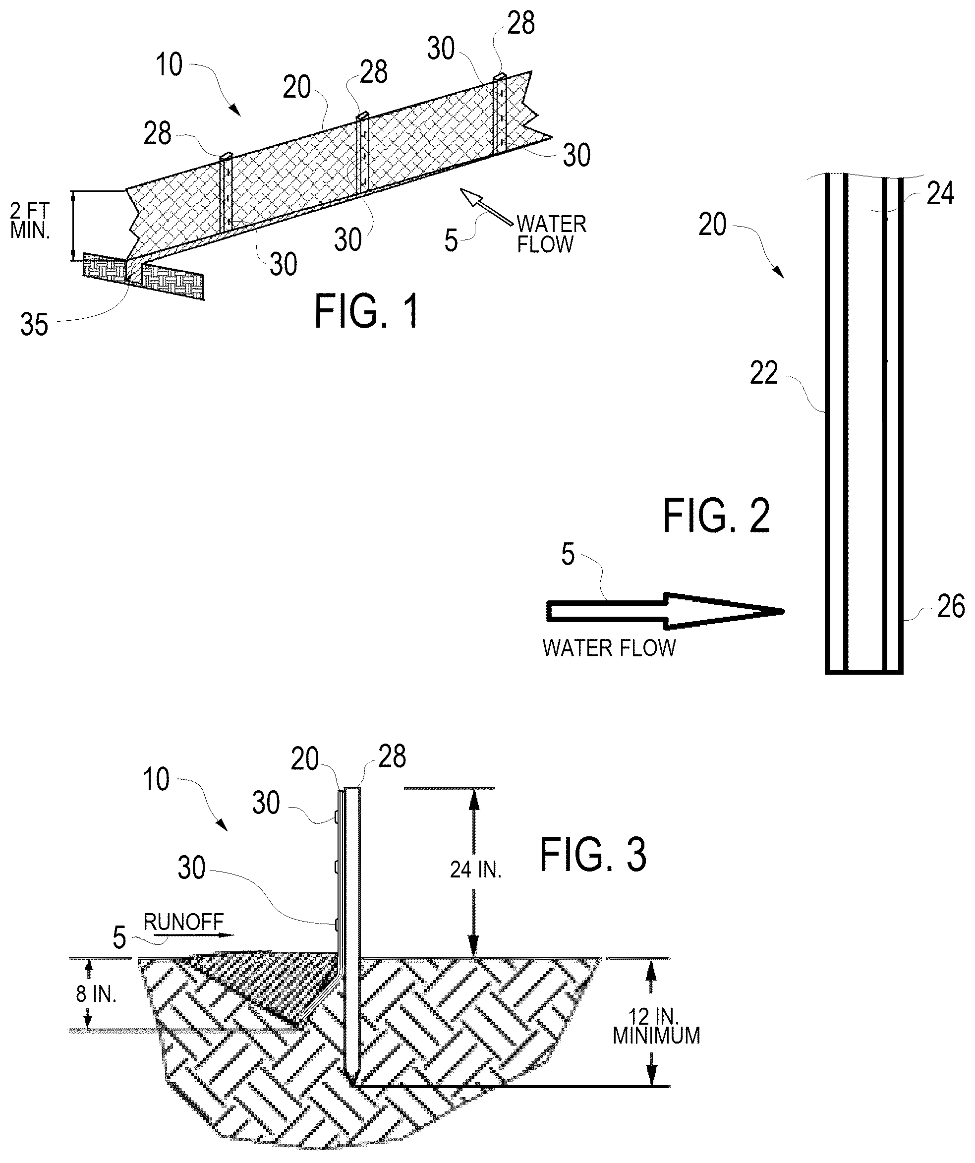 Patent US12378736 — Silt fence configured for capturing pollutants and fabric forming the same — Figure 1
