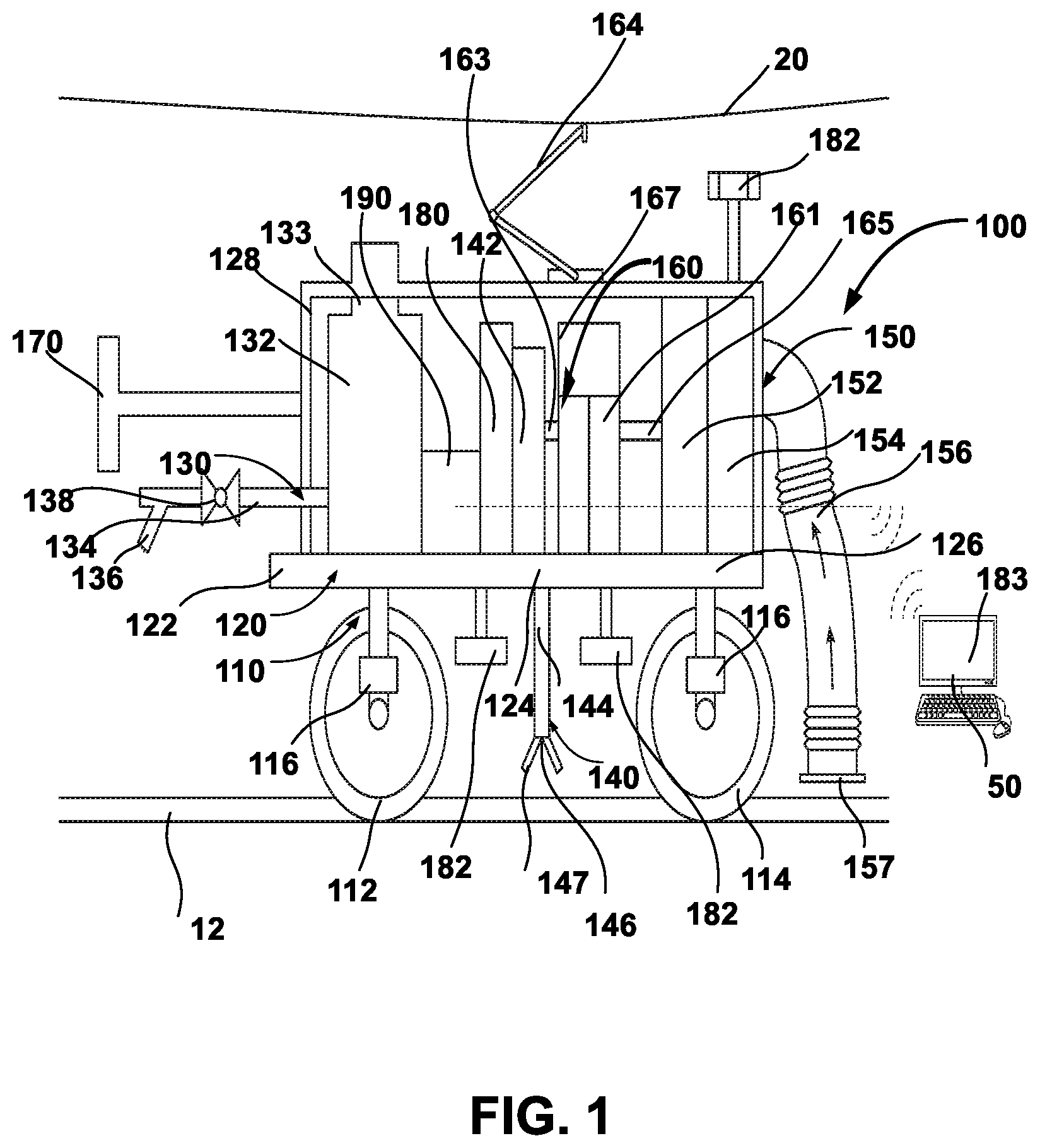 Patent US12378739 — Rail track cleaner vehicle — Figure 1