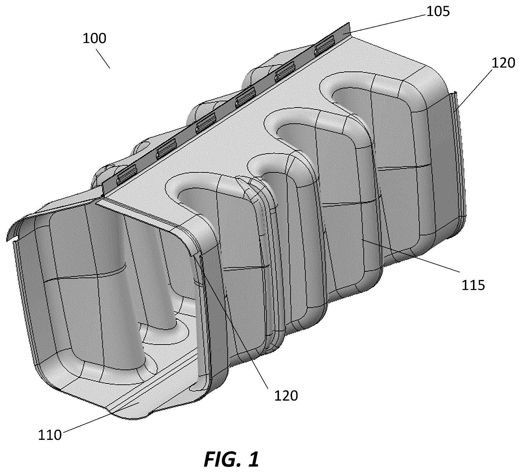 Patent US12378757 — Systems, apparatus, and methods for isolating flow in a stormwater management crate array — Figure 1