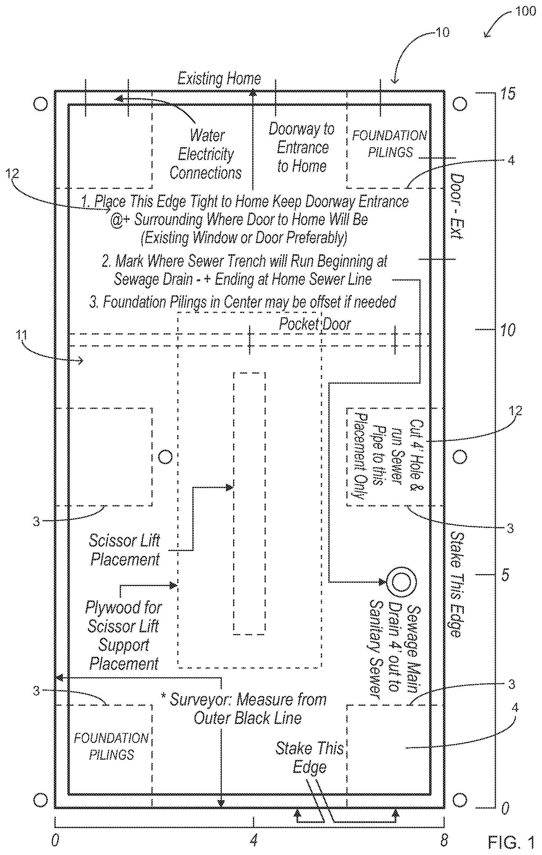 Patent US12378762 — Modular bathroom construction and installation method — Figure 1