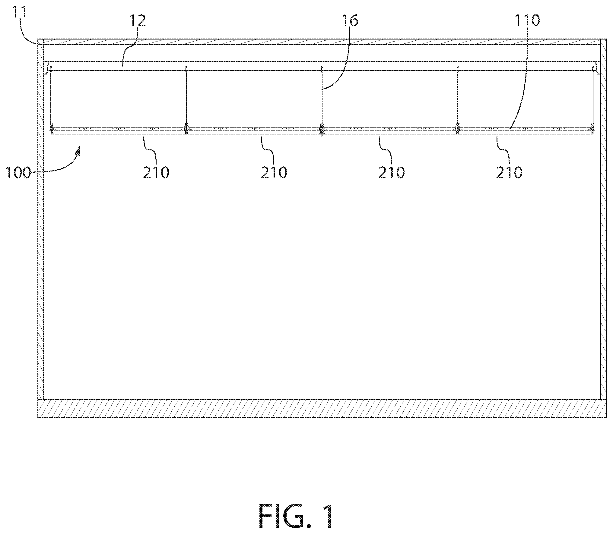 Patent US12378765 Figure 1 – Ceiling system