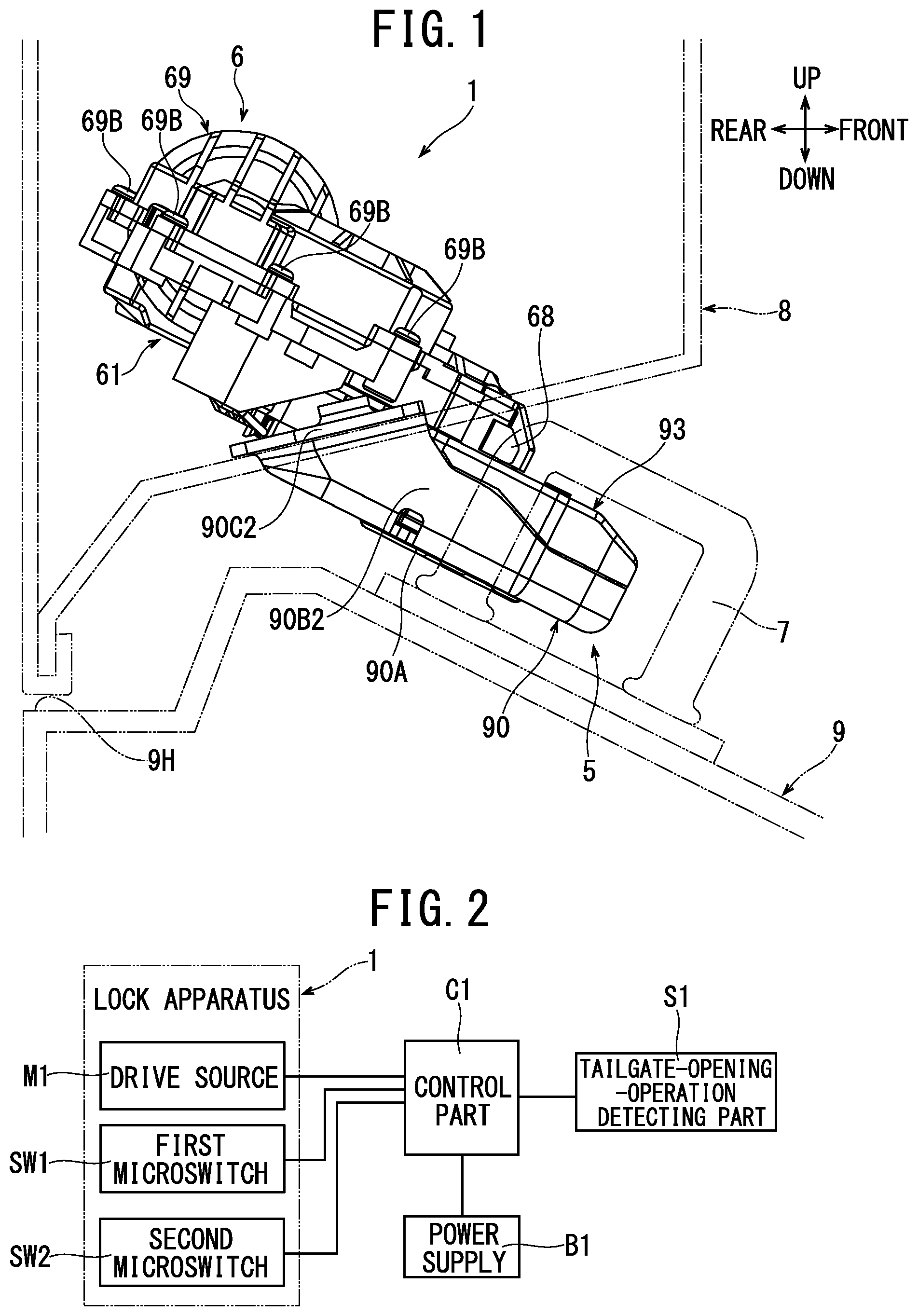 Patent US12378800 — Lock apparatus for vehicle open/close body — Figure 1