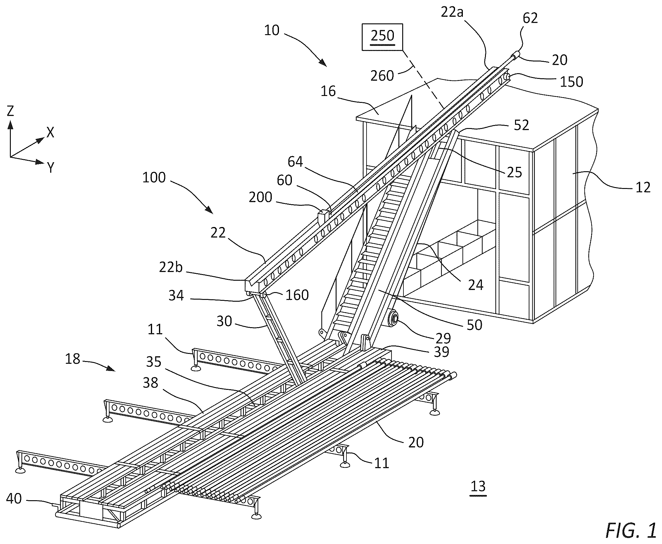 Patent US12378827 — Pipe handling system — Figure 1