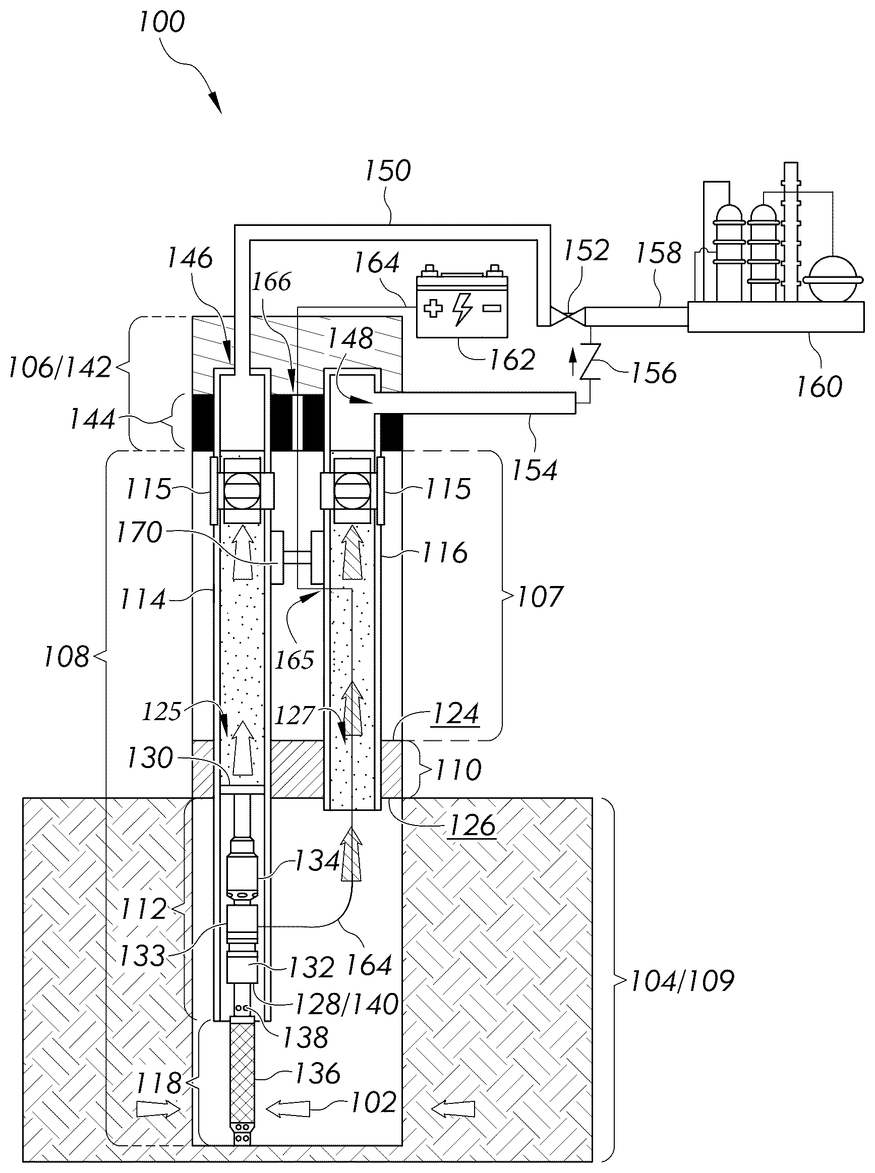 Patent US12378857 — Systems and methods for multiphase formation fluid production utilizing an electric submersible pump — Figure 1