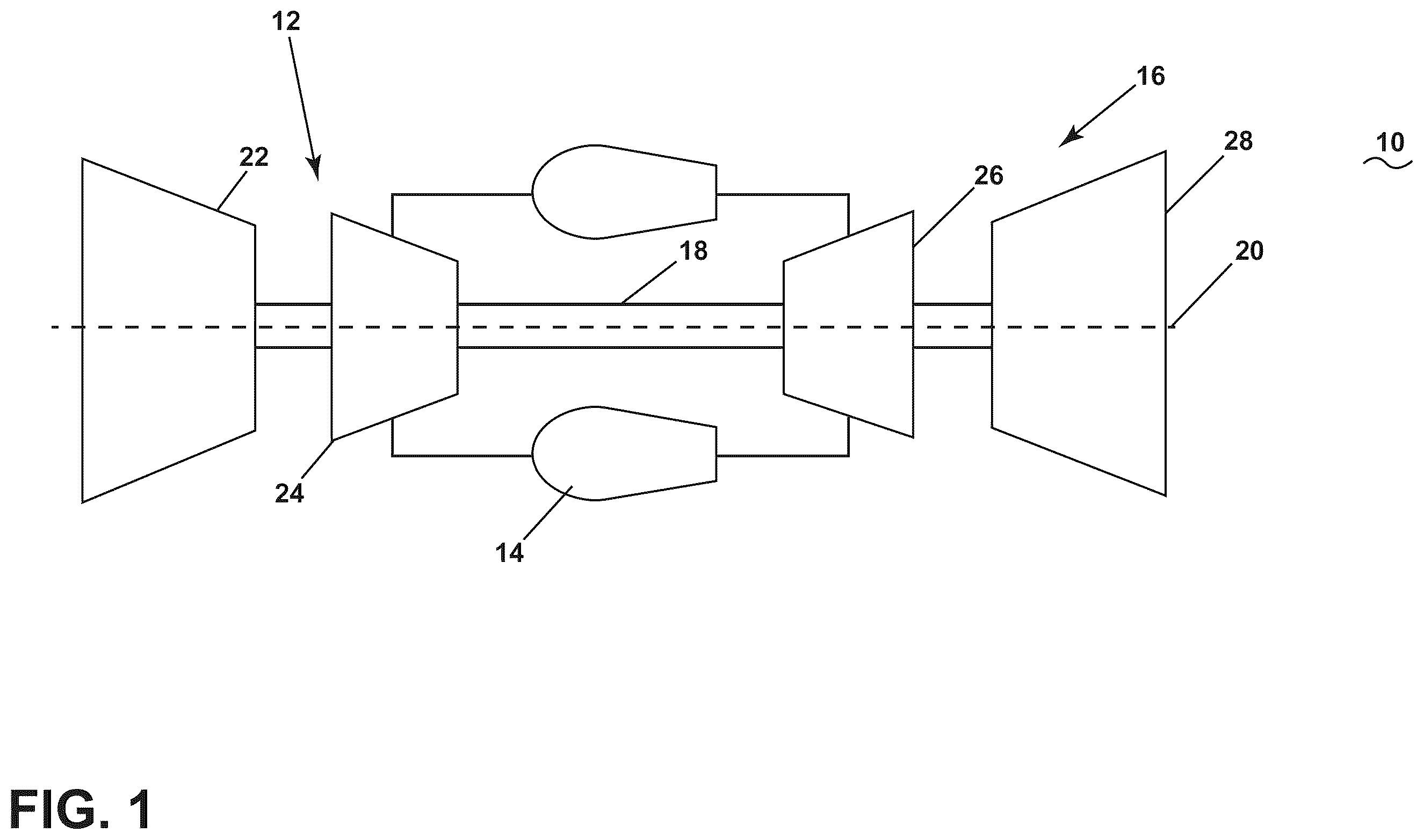 Patent US12378889 Figure 1 – Turbine engine with a blade assembly having cooling conduits