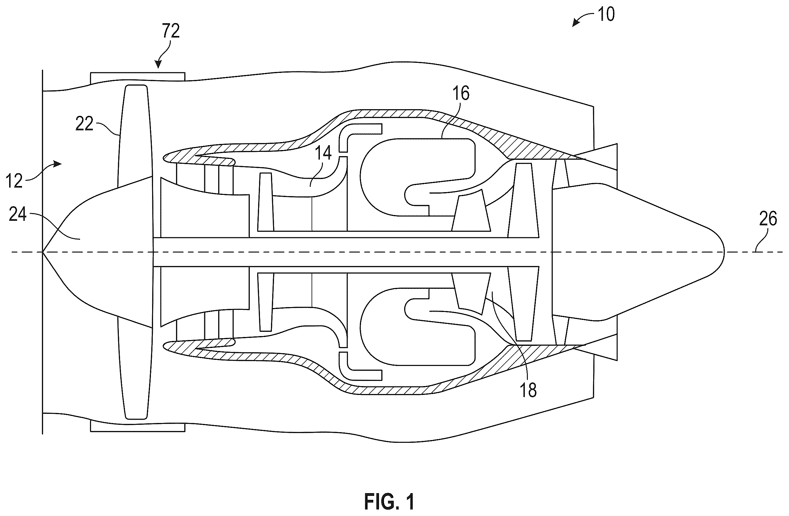 Patent US12378896 — Containment ring for gas turbine engine — Figure 1