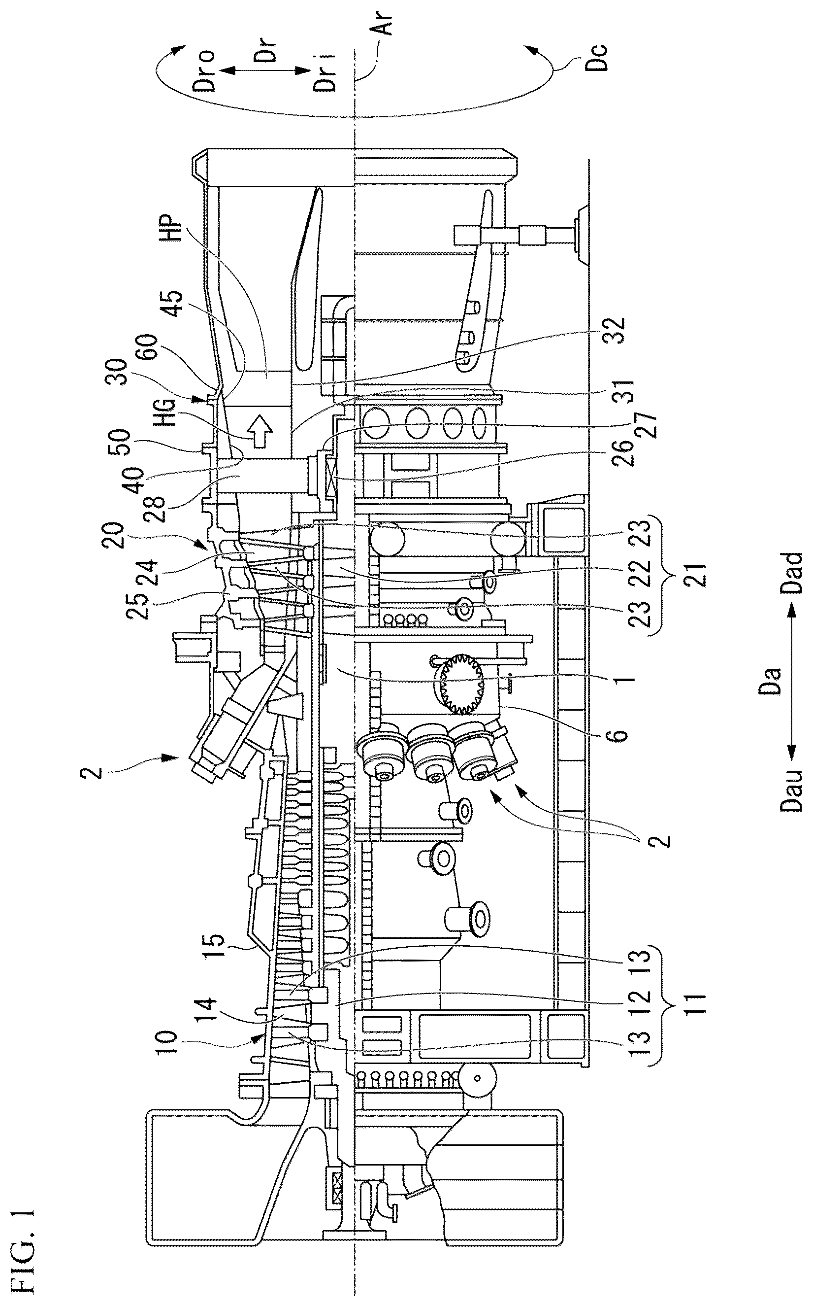 Patent US12378900 Figure 1 – Exhaust system and gas turbine equipped with same
