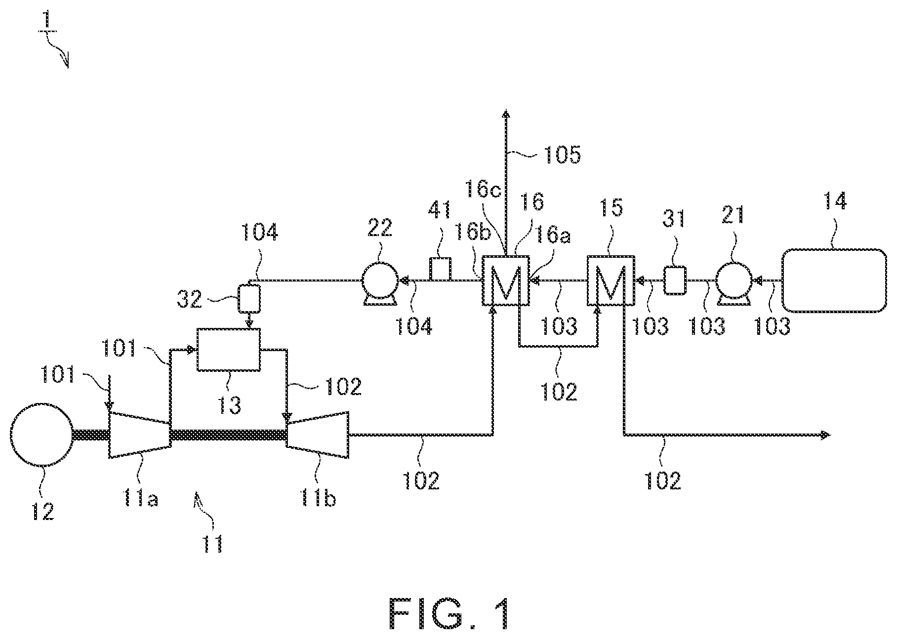 Patent US12378911 — Gas turbine system — Figure 1