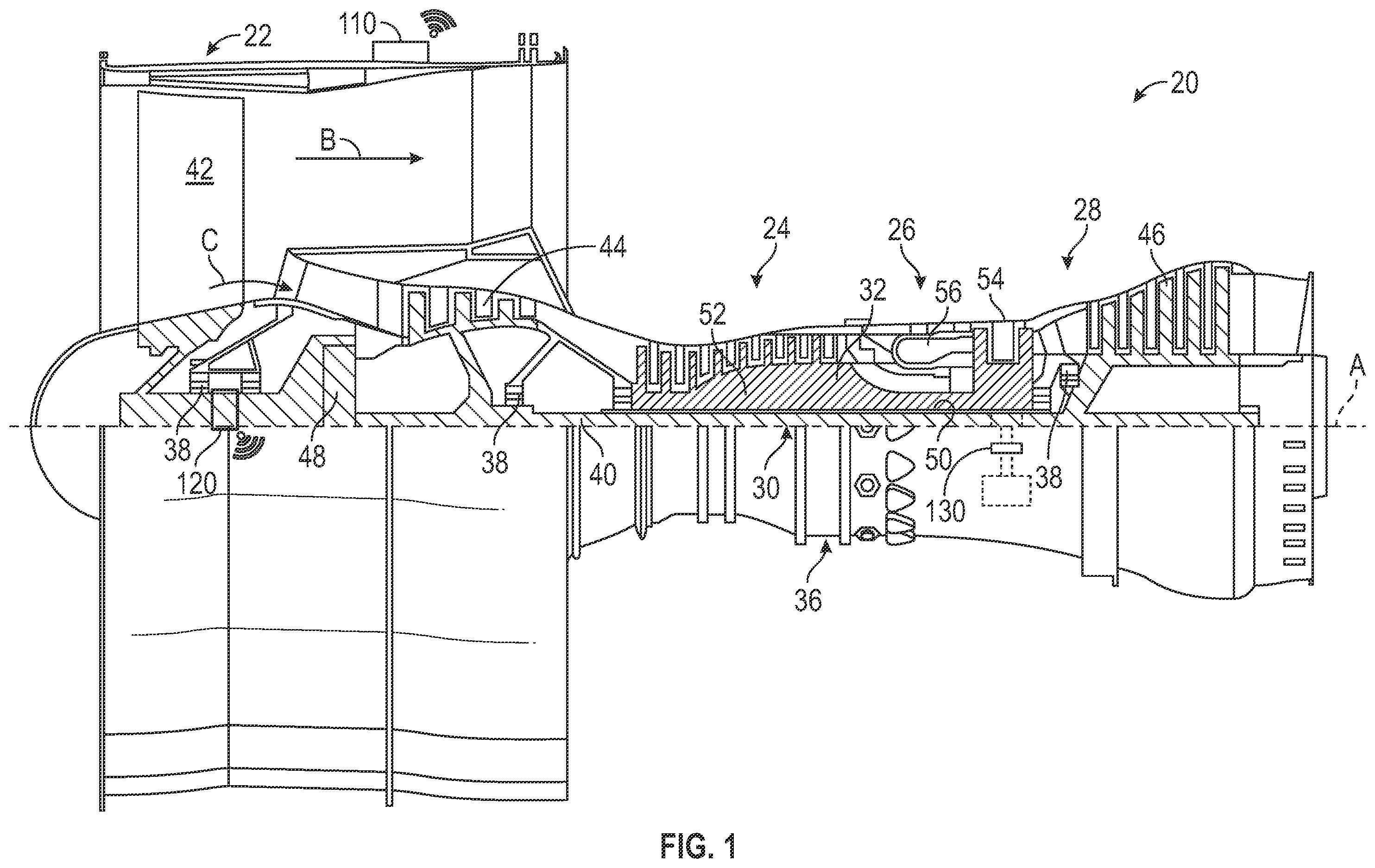 Patent US12378919 — Direct horsepower and torque measurement system for gas turbine engine — Figure 1