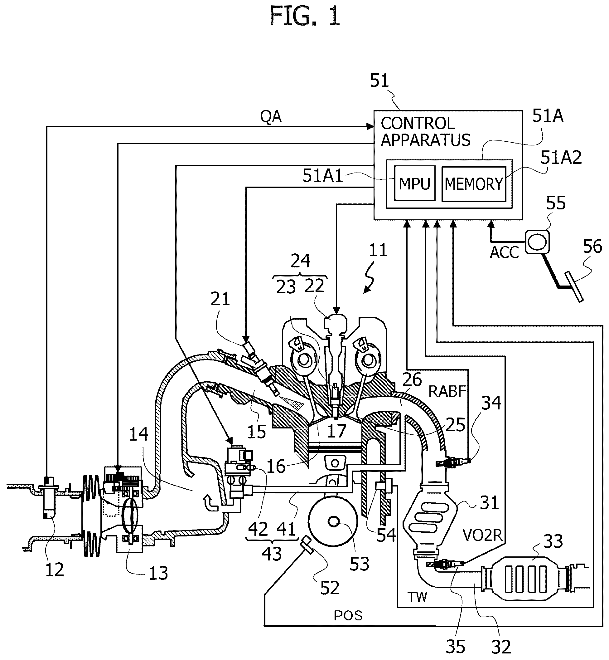 Patent US12378925 — Apparatus and method for controlling internal combustion engine — Figure 1