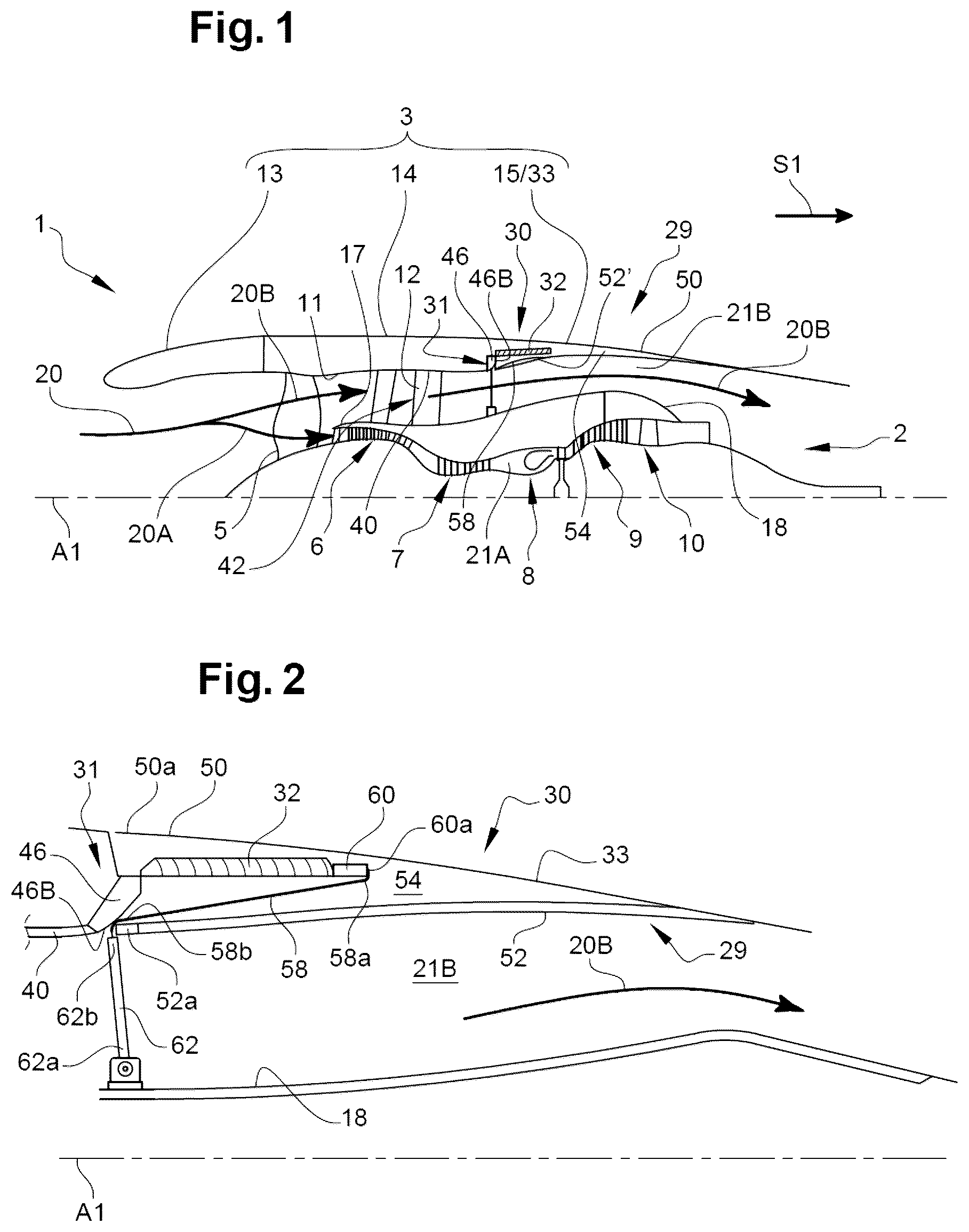 Patent US12378929 — Thrust reverser comprising fixed cascades and a sealing membrane — Figure 1