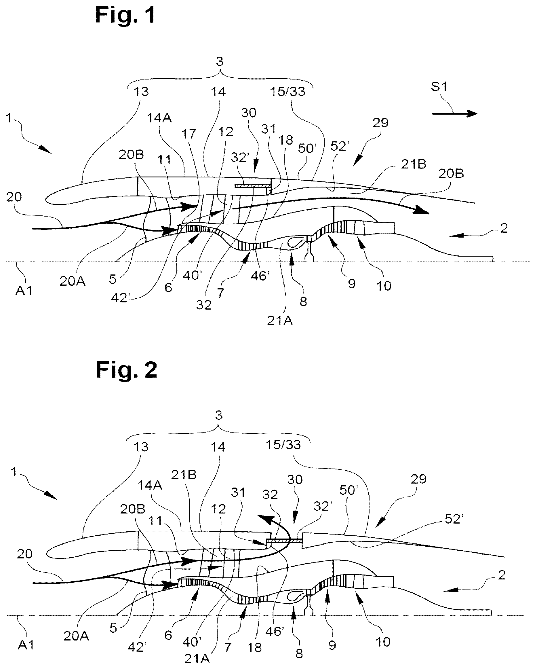 Patent US12378930 — Thrust reverser comprising movable cascades and a sealing membrane — Figure 1