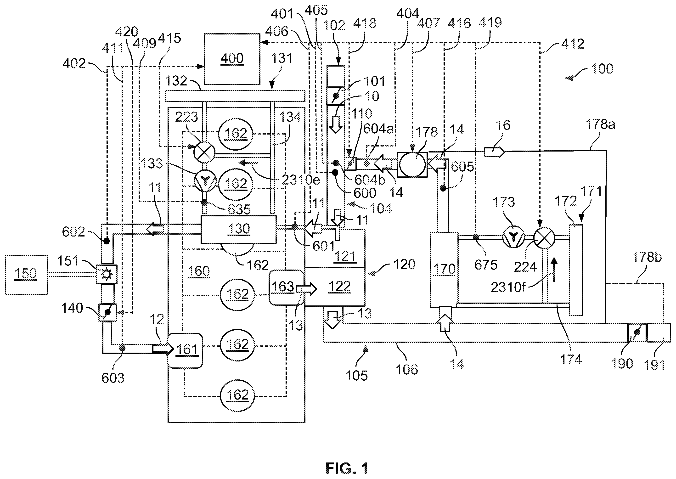 Patent US12378934 Figure 1 – Low-pressure EGR system with condensate management