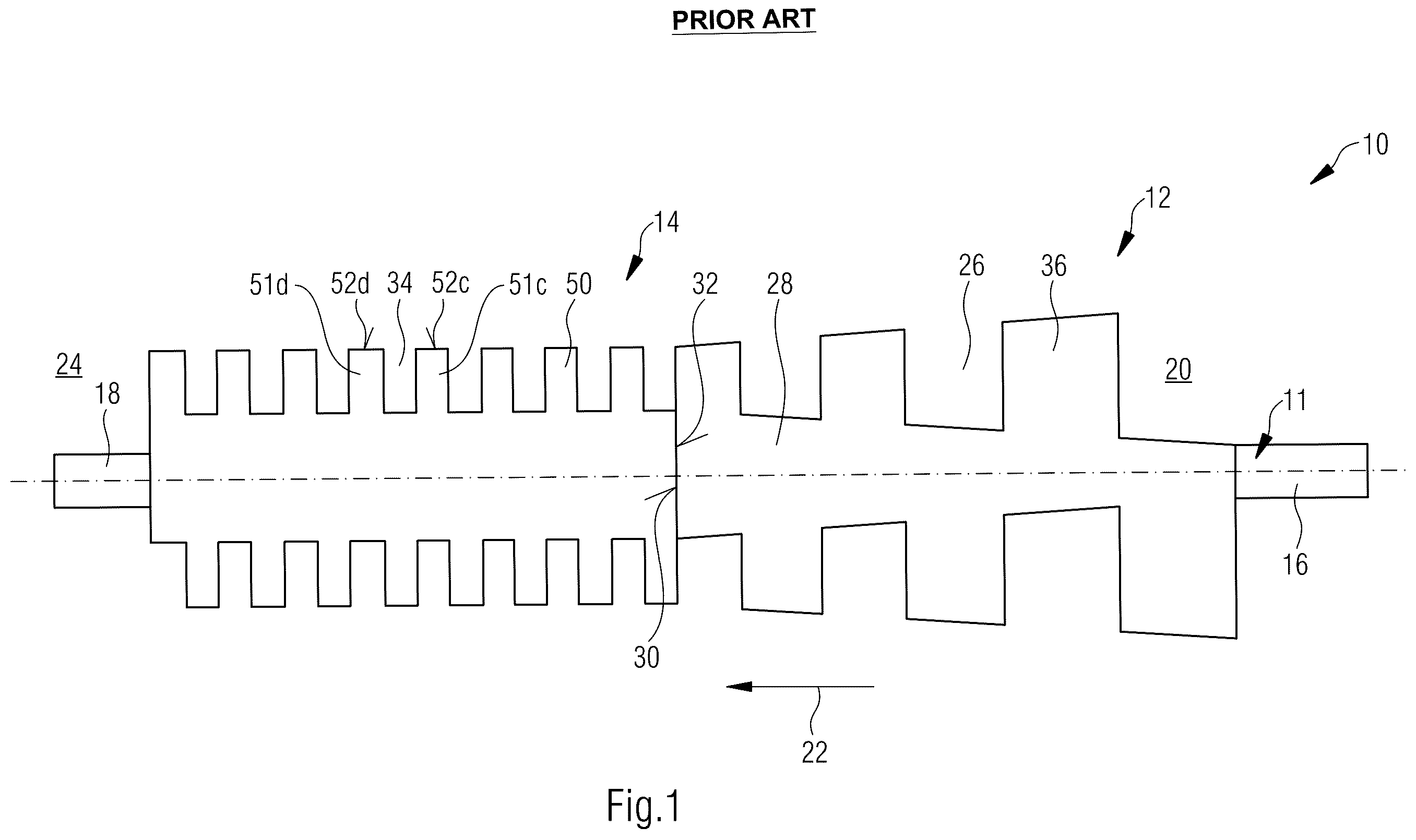 Patent US12378961 — Screw pump with a tapered suction-side section and a pressure-side section with a decreasing clearance — Figure 1