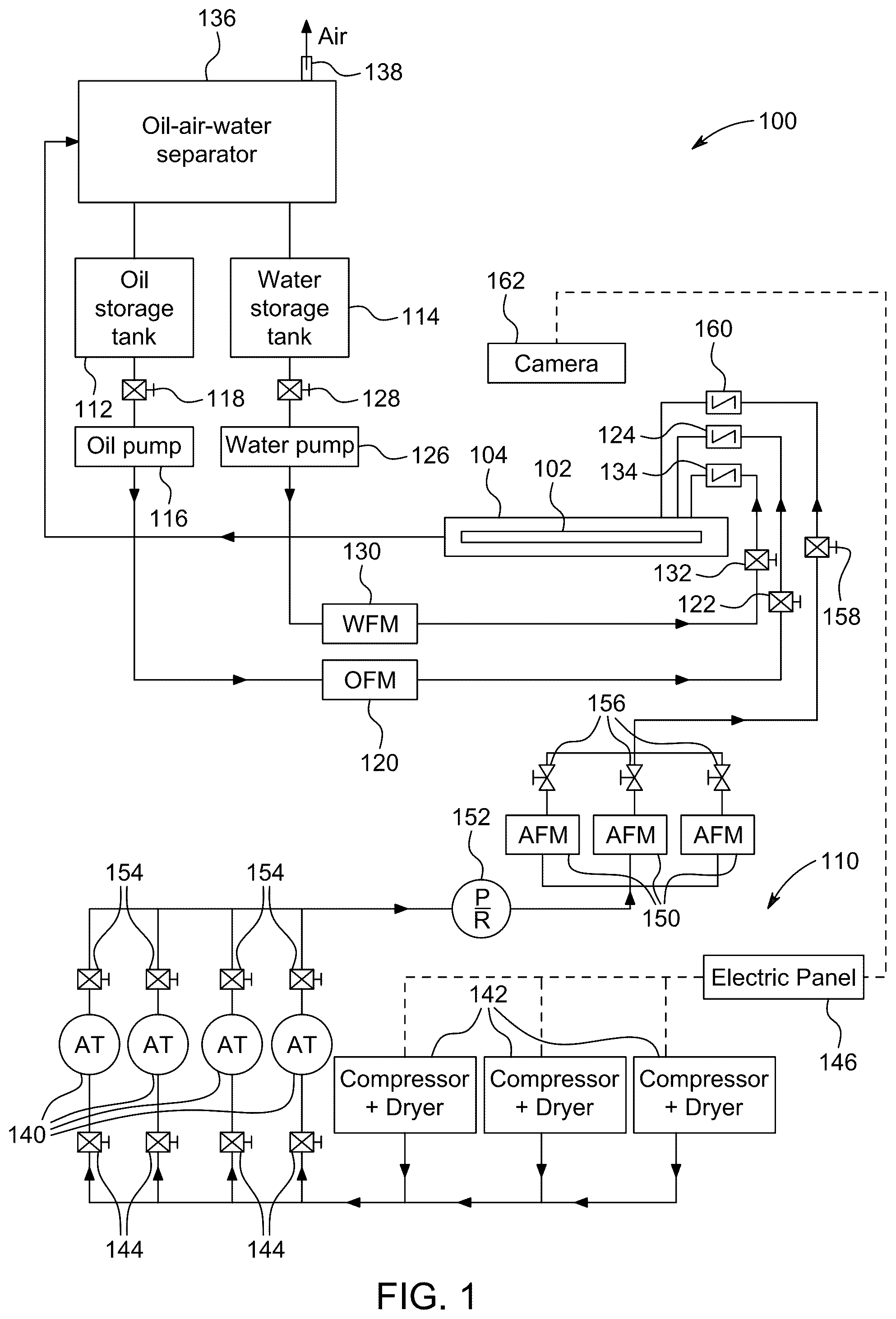 Patent US12378966 — Two-phase liquid-gas flow system for testing electrical submersible pumps — Figure 1