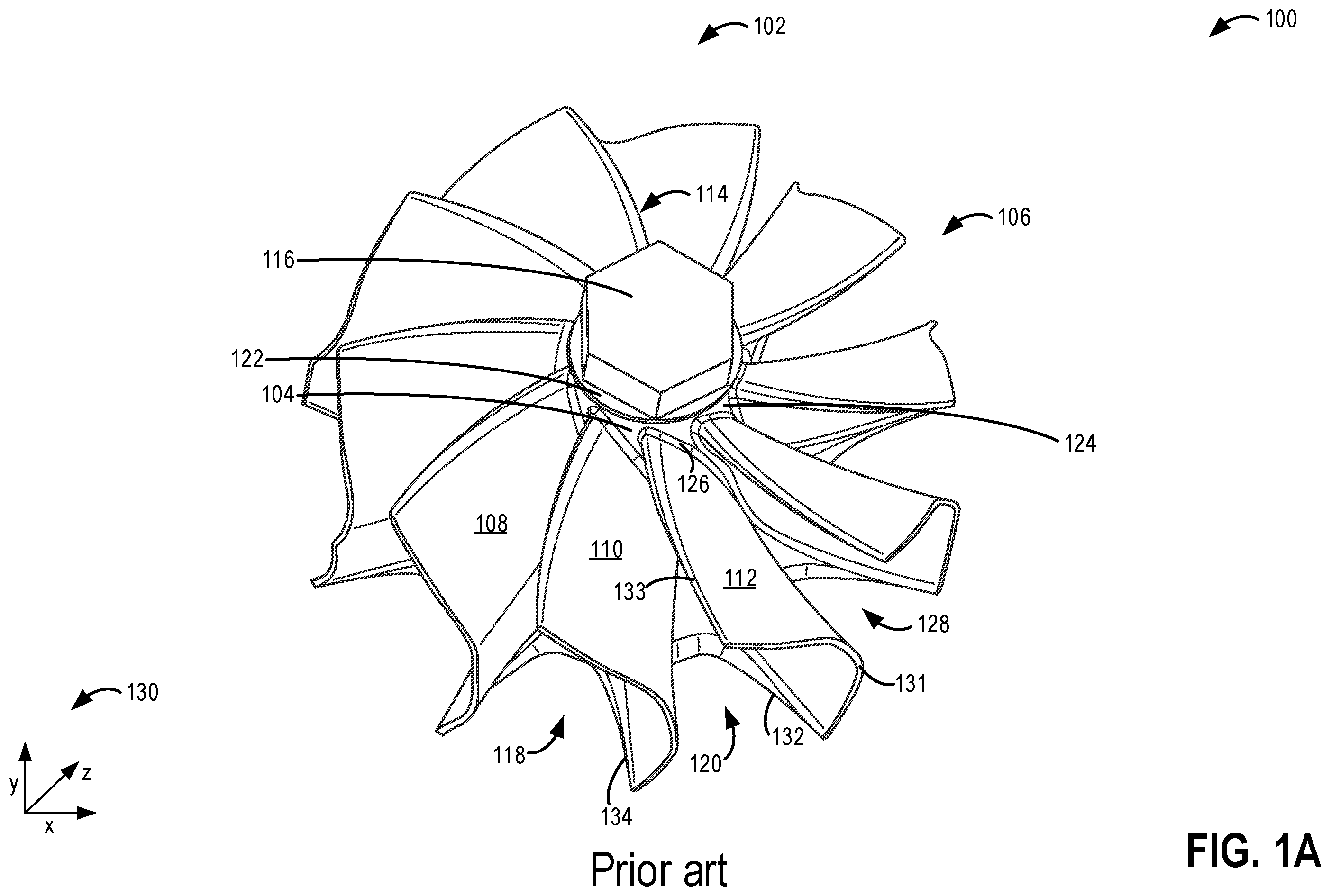 Patent US12378972 — Systems for manufacturing an impeller wheel assembly — Figure 1