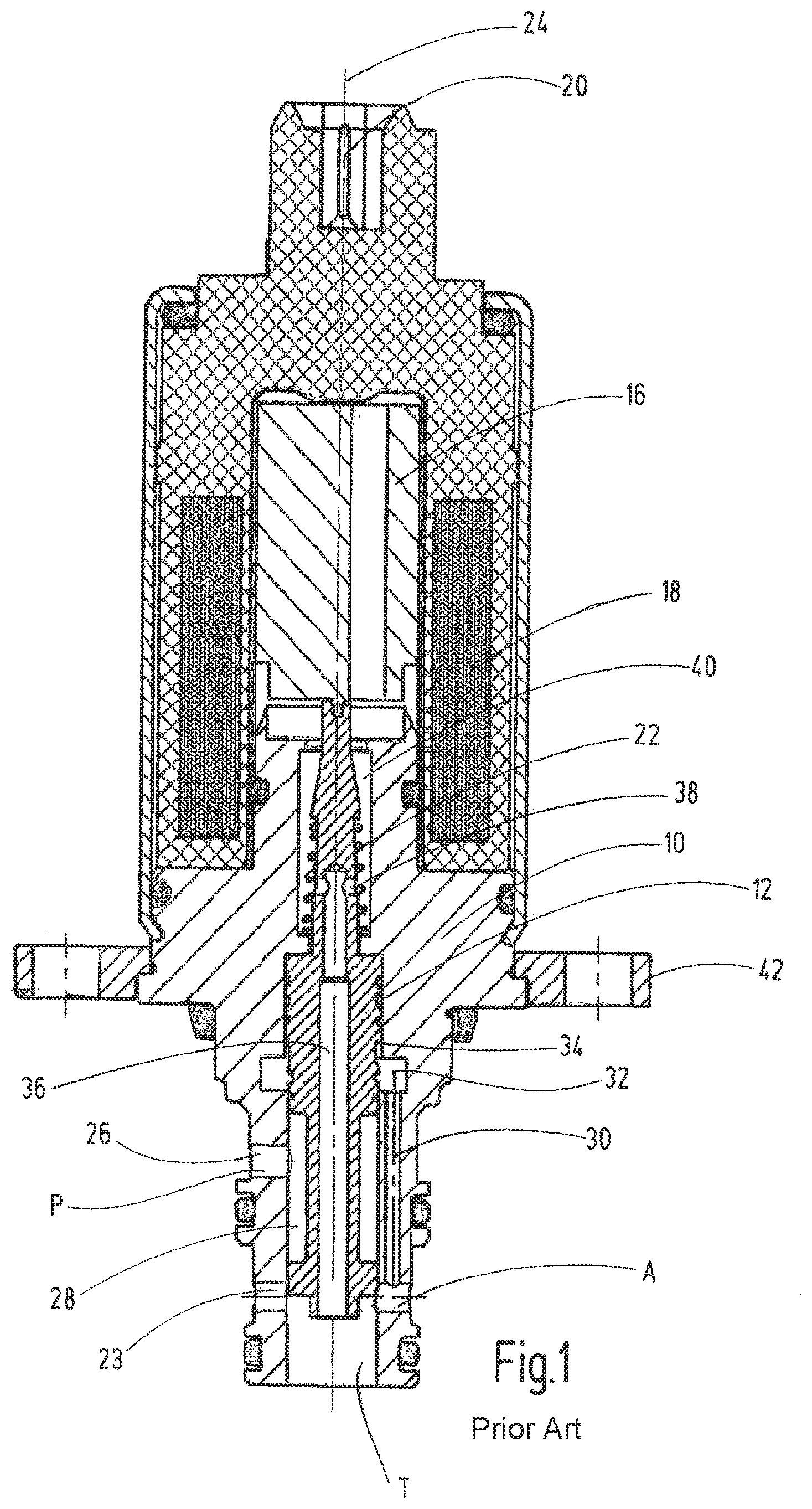Patent US12378977 — Valve for providing a fluid-conducting connection between a pressure supply port and a consumer port or between the consumer port and a return port — Figure 1