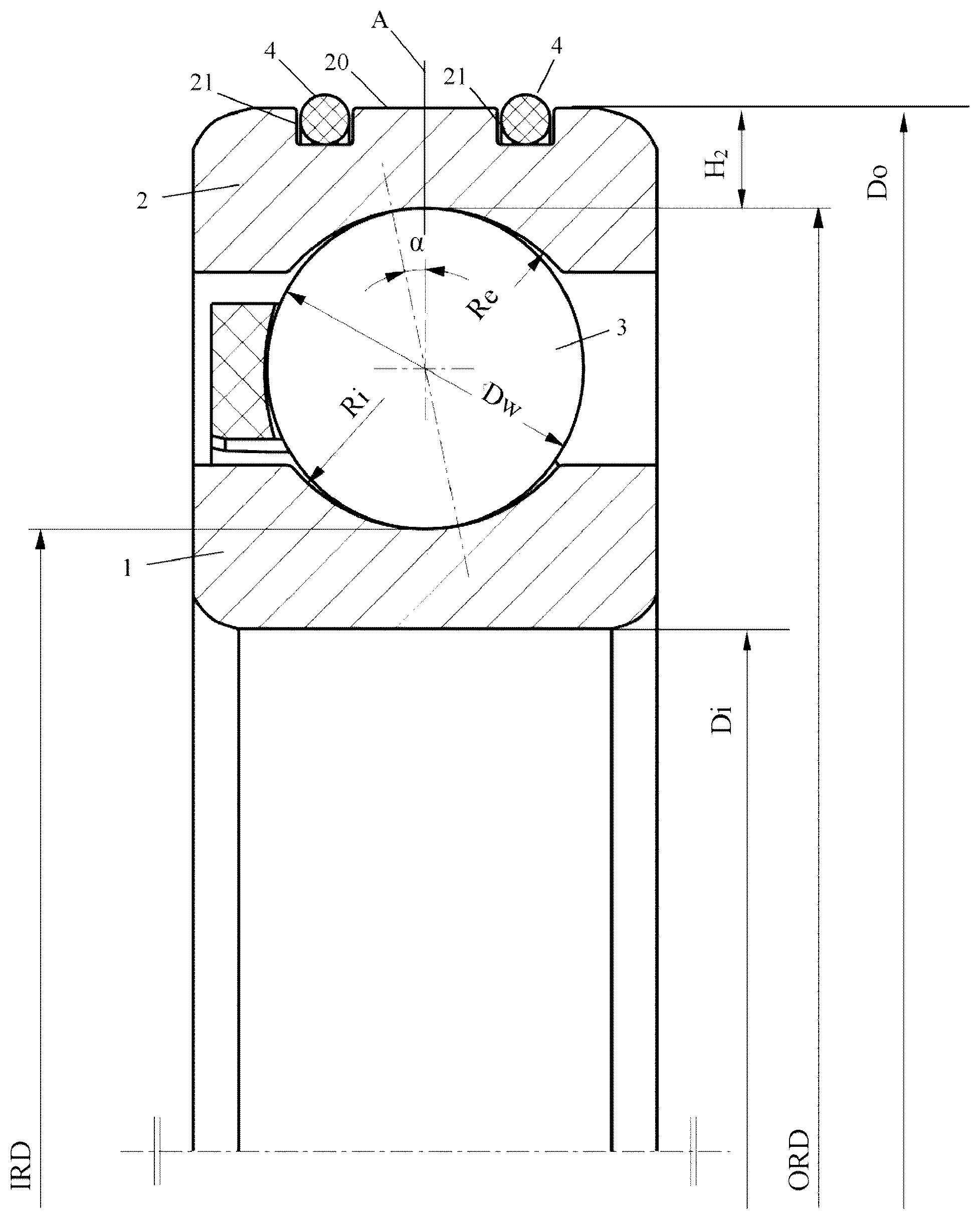 Patent US12378992 — Ball bearing and ball bearing assembly — Figure 1