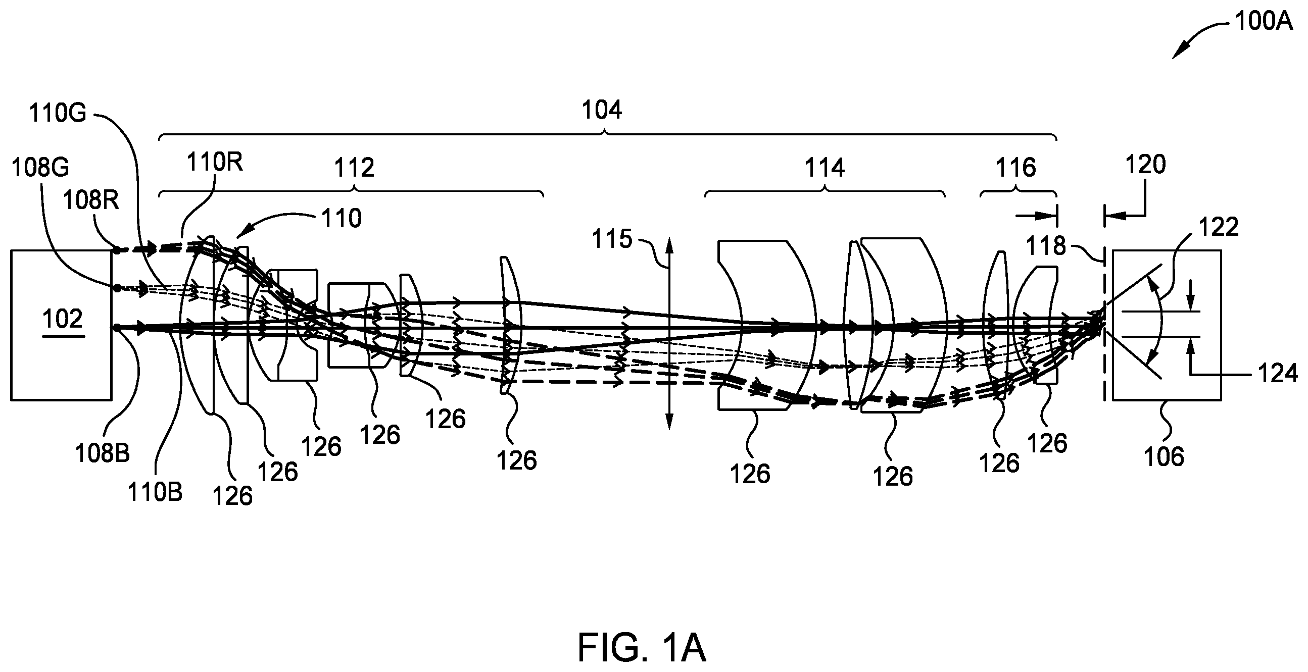 Patent US12386155 Figure 1 – Ultra-wide angle lens systems with external pupil