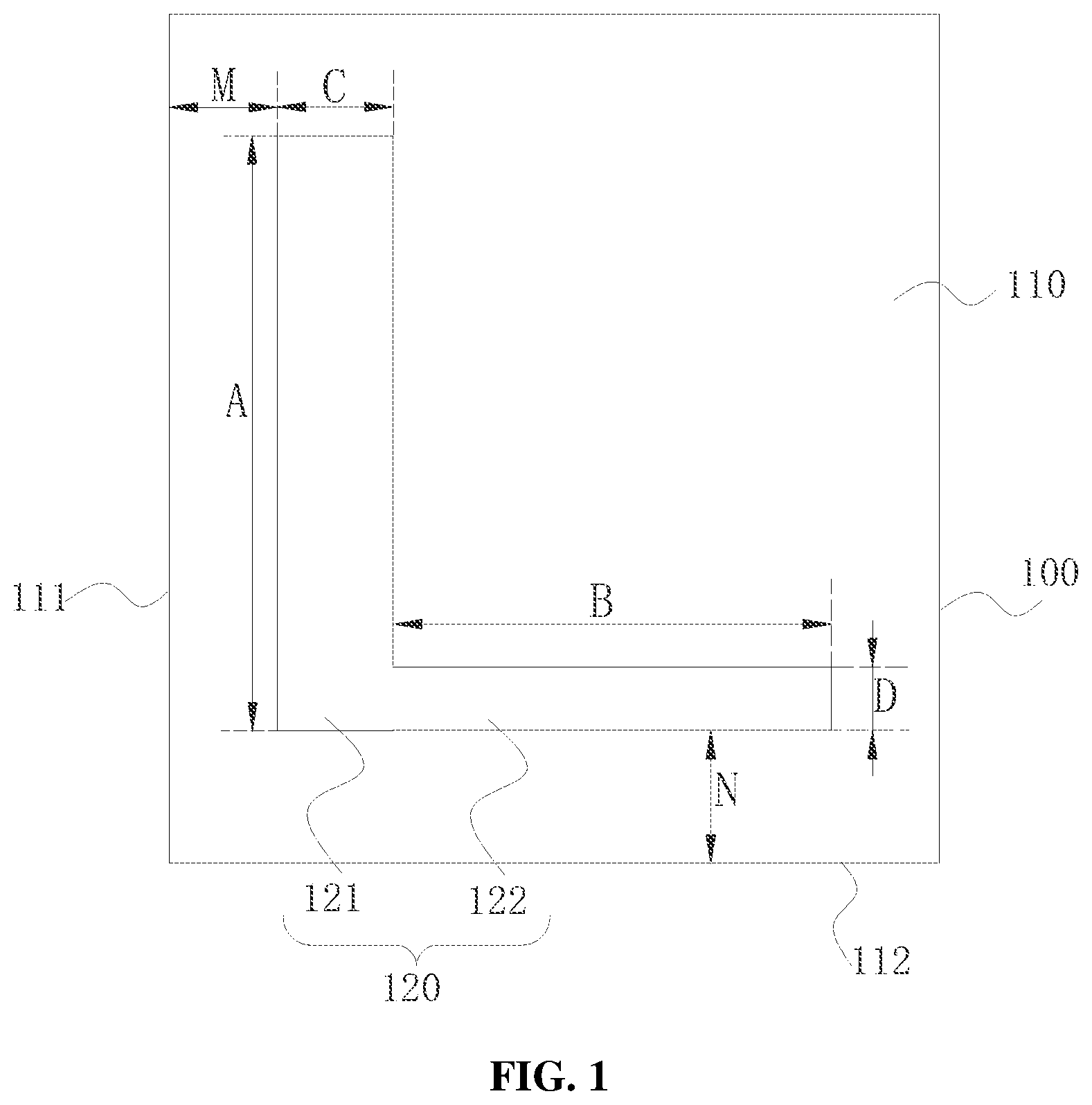 Patent US12386269 — Critical dimension measurement mark structure — Figure 1