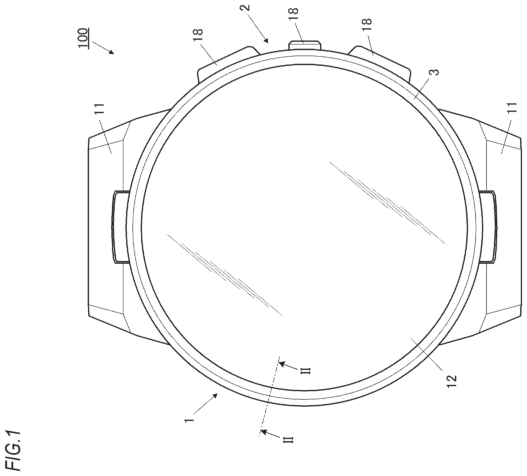 Patent US12386315 — Case and timepiece — Figure 1
