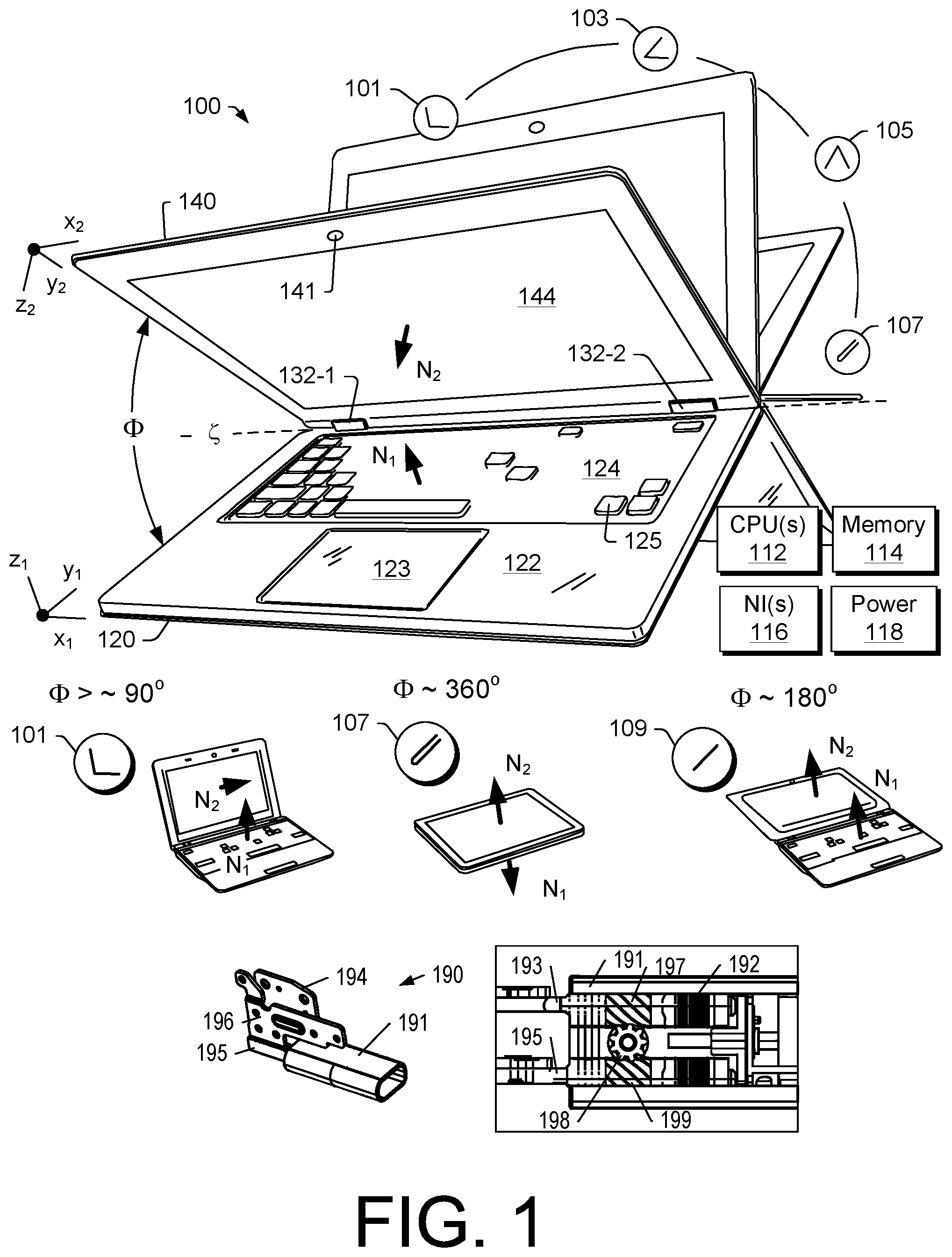 Patent US12386389 — Computing device and dock assembly — Figure 1