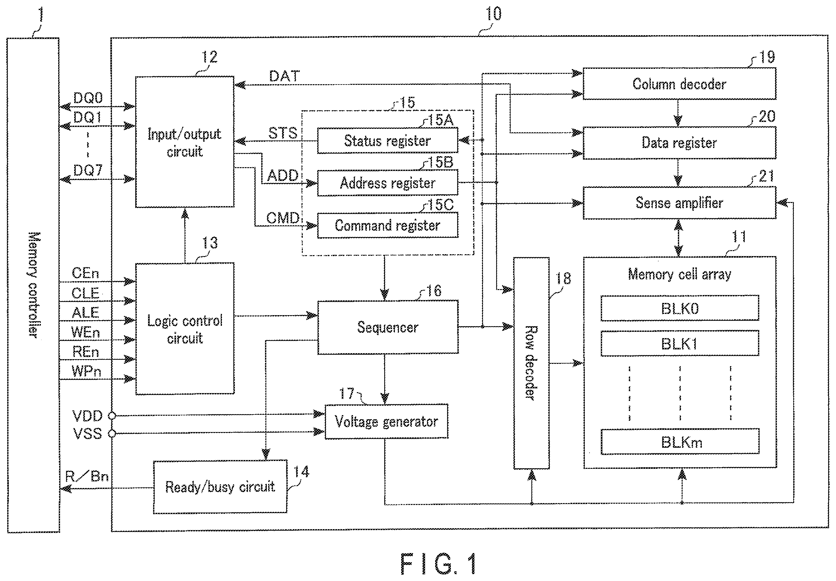 Patent US12386528 Figure 1 – Semiconductor memory device controlling erase operation