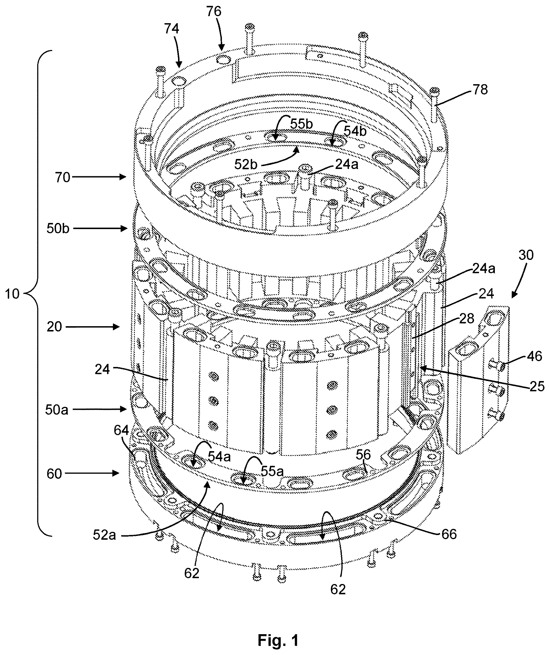 Patent US12395042 Figure 1 – Cooling cage assembly for a rotary electric motor