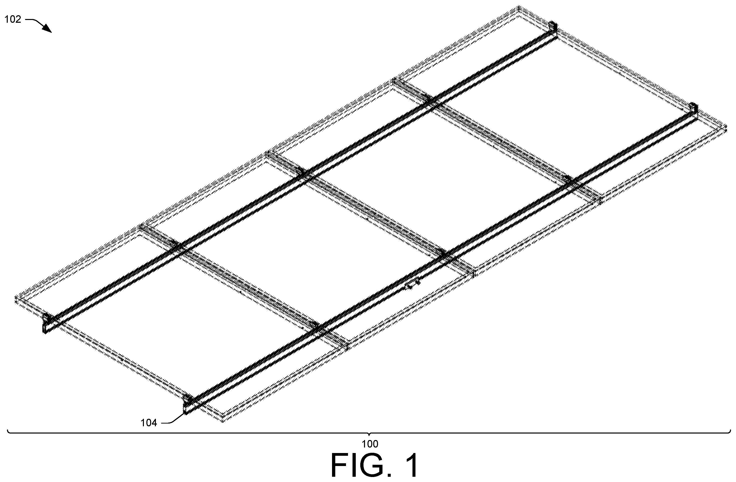 Patent US12395119 — Clamp apparatuses and components thereof for mounting solar panel modules — Figure 1