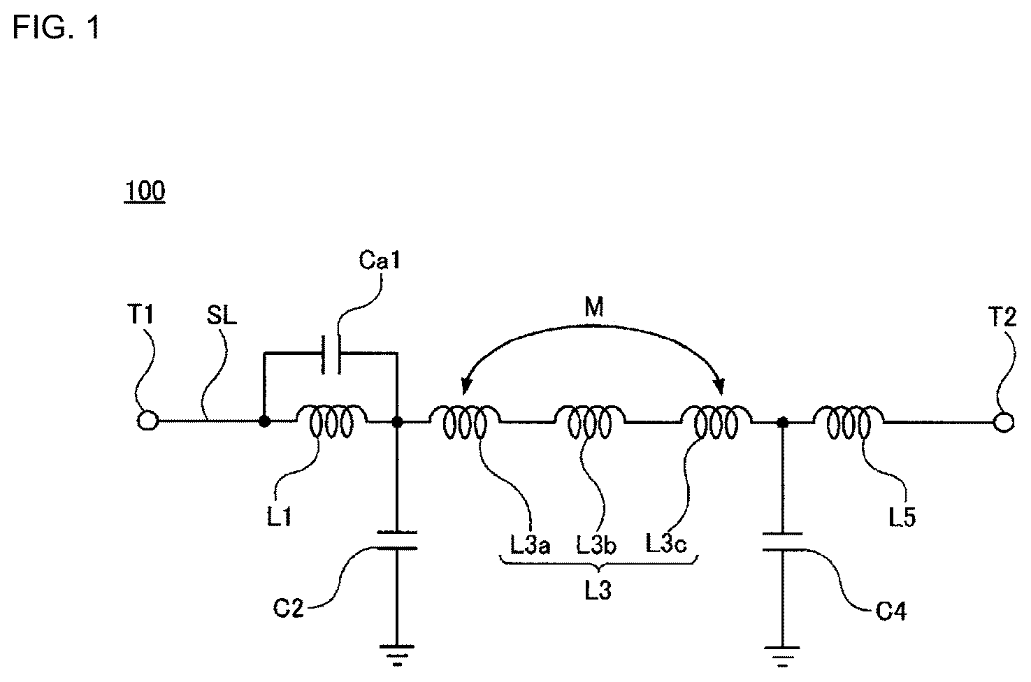 Patent US12395143 — Low pass filter, multilayer-type low pass filter, and method of adjusting filter characteristic — Figure 1