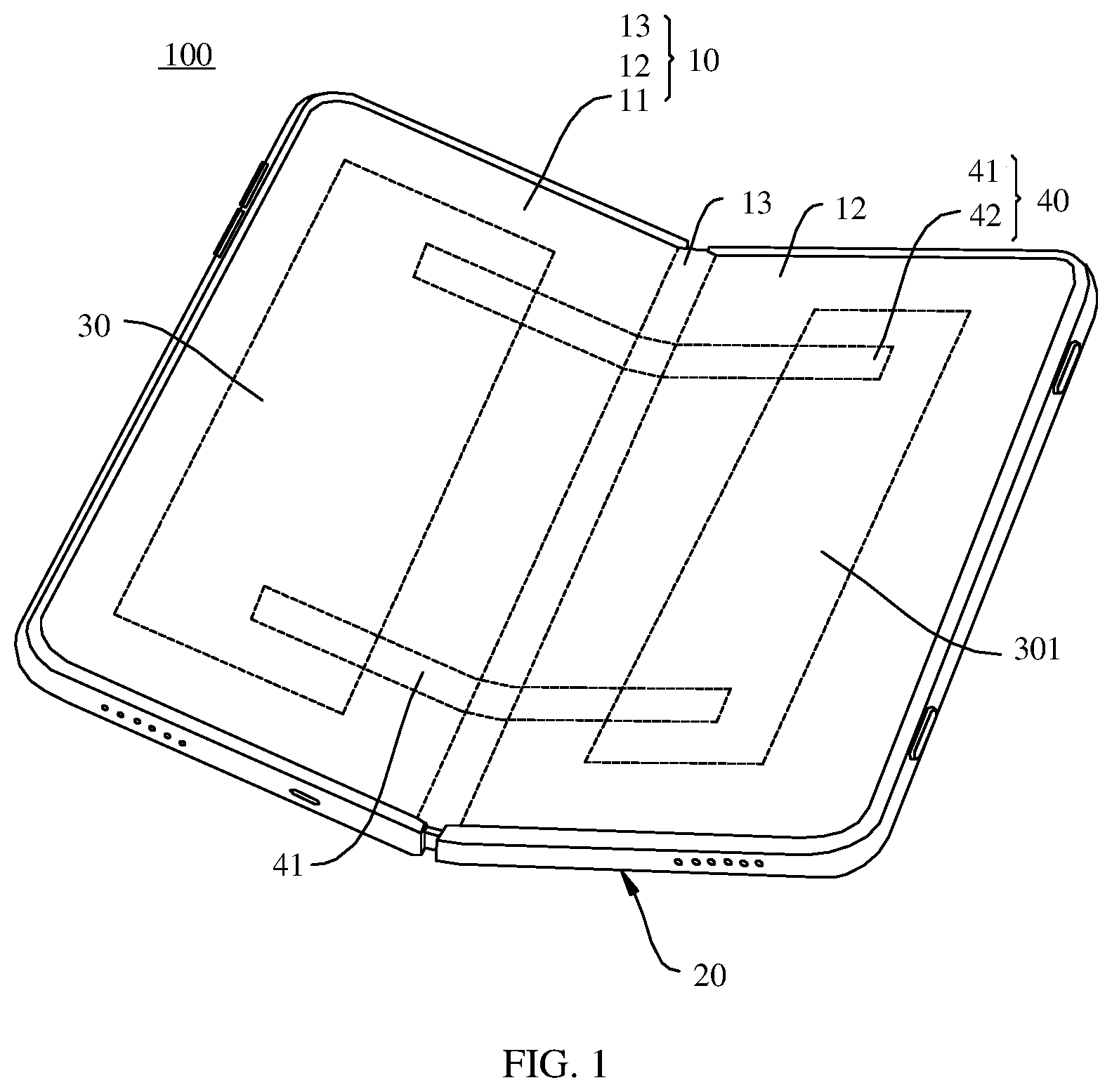 Patent US12395576 Figure 1 – Rotating mechanism, support apparatus, and electronic device