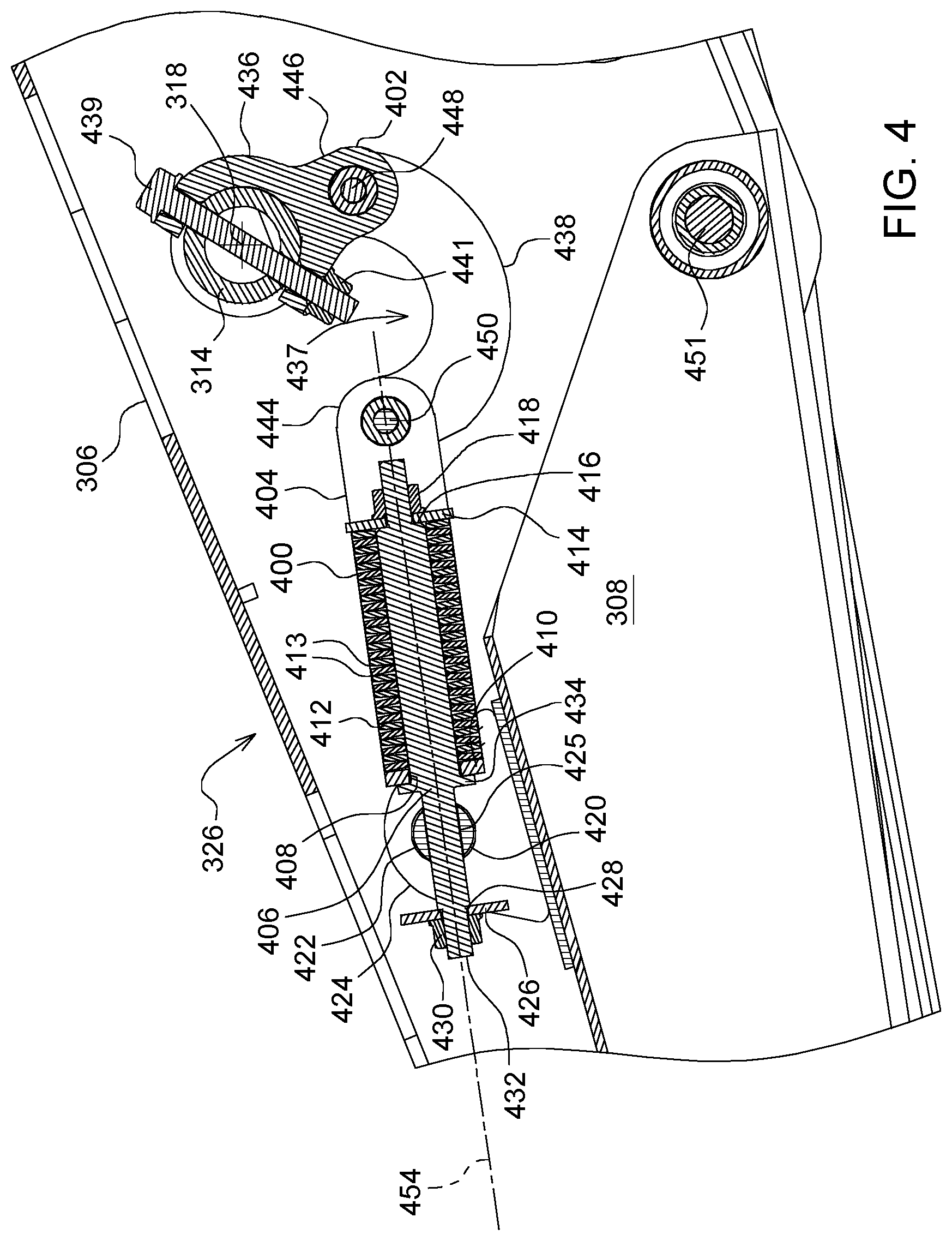 Patent US12396387 Figure 4 – Automated lockout system for header