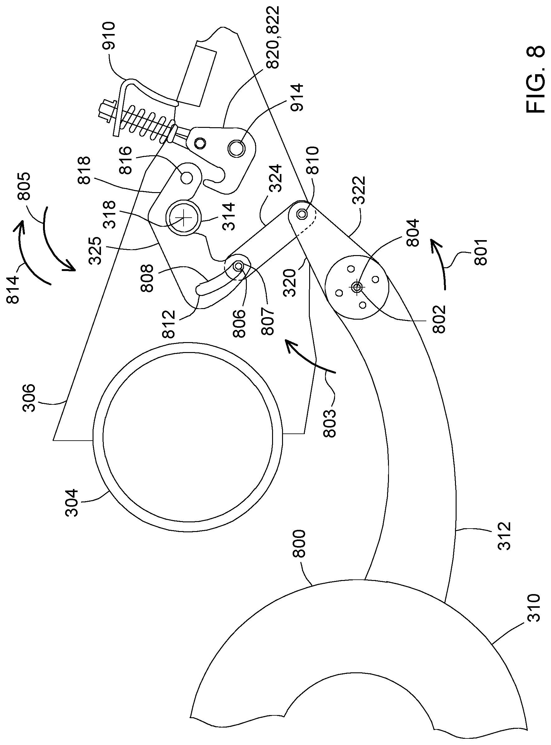 Patent US12396387 Figure 8 – Automated lockout system for header