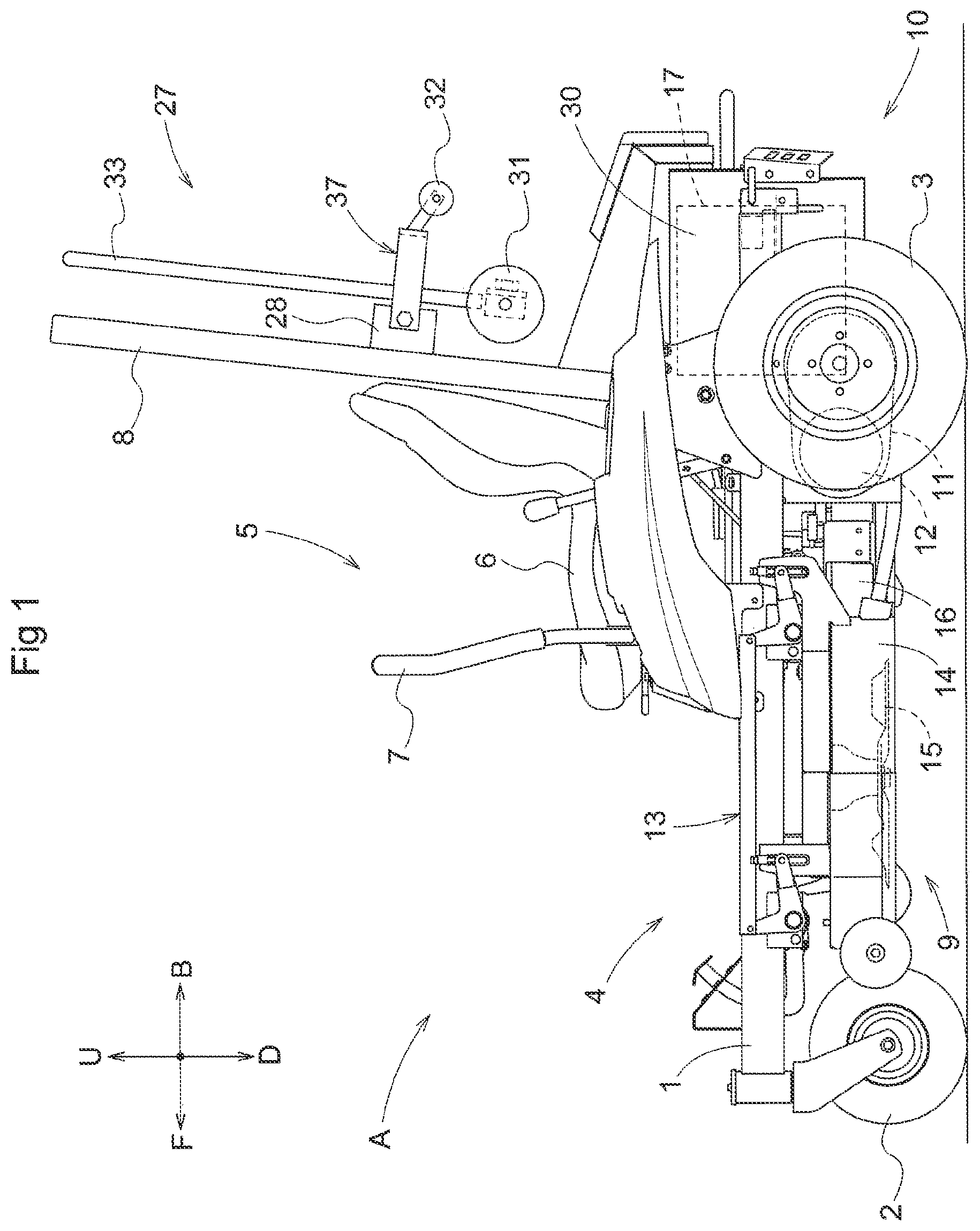 Patent US12396388 Figure 1 – Electric work vehicle