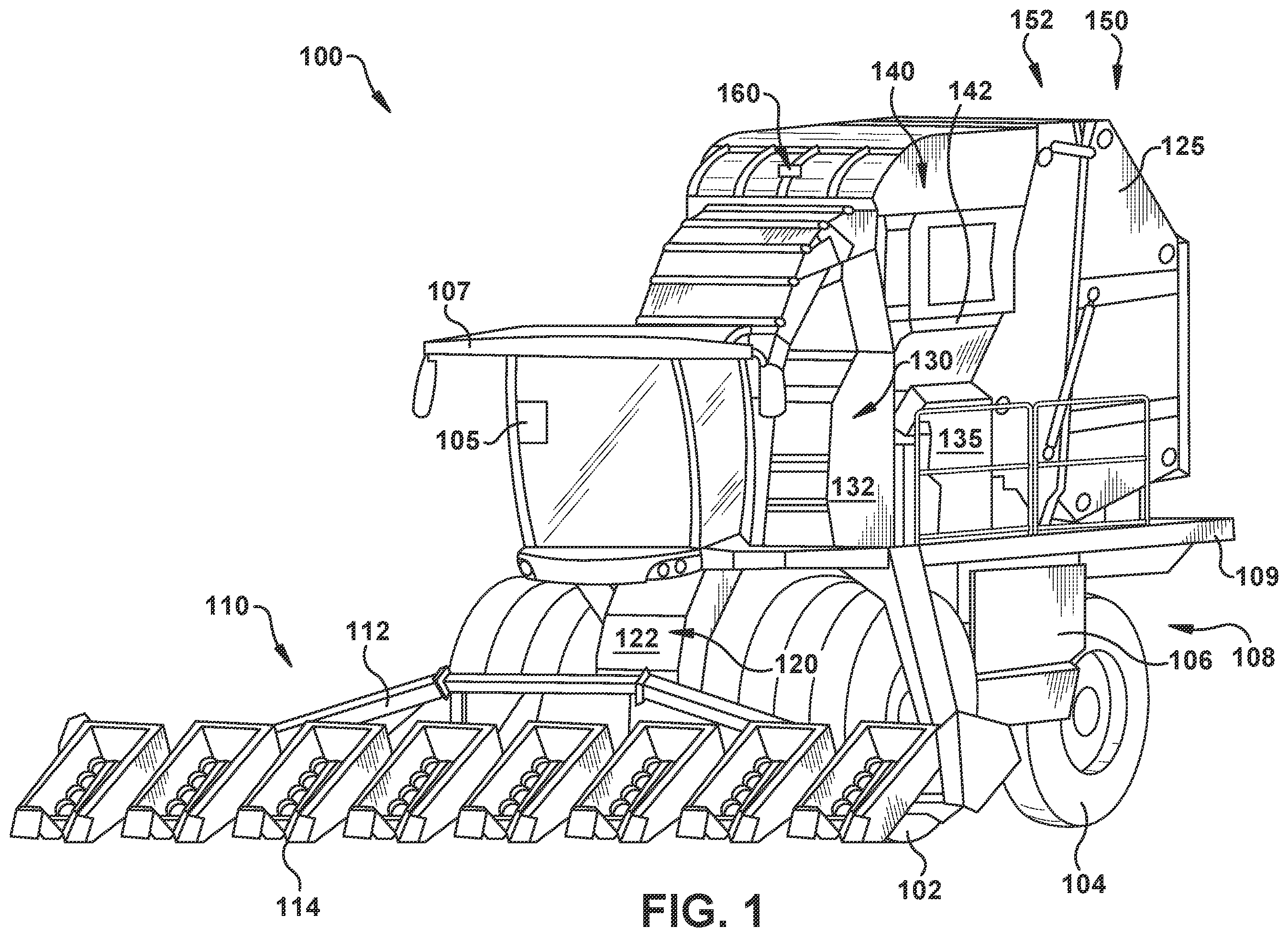 Patent US12396392 — Crop feed rate control system for a harvester vehicle — Figure 1