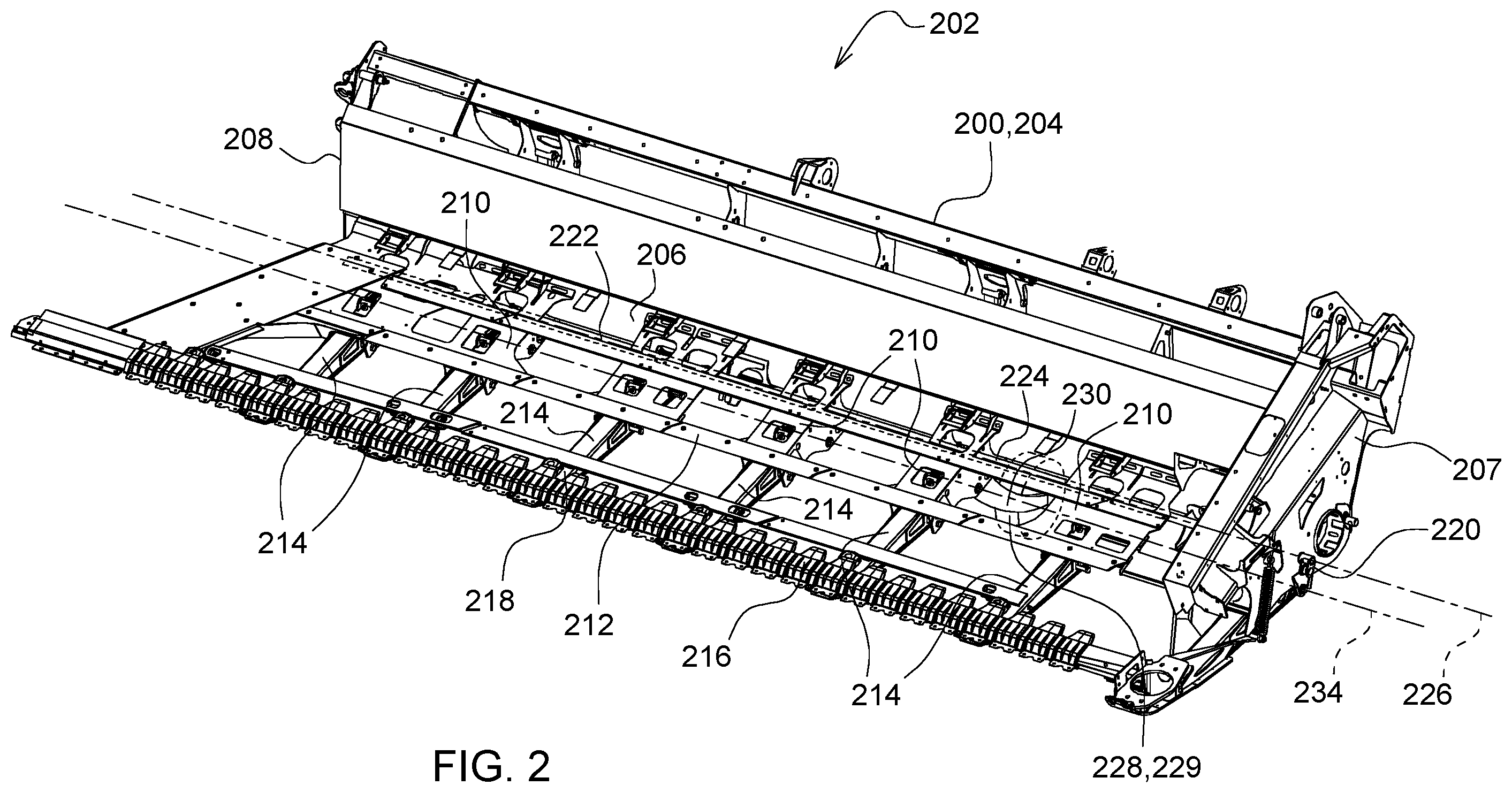 Patent US12396393 Figure 2 – Automated lockout system for header
