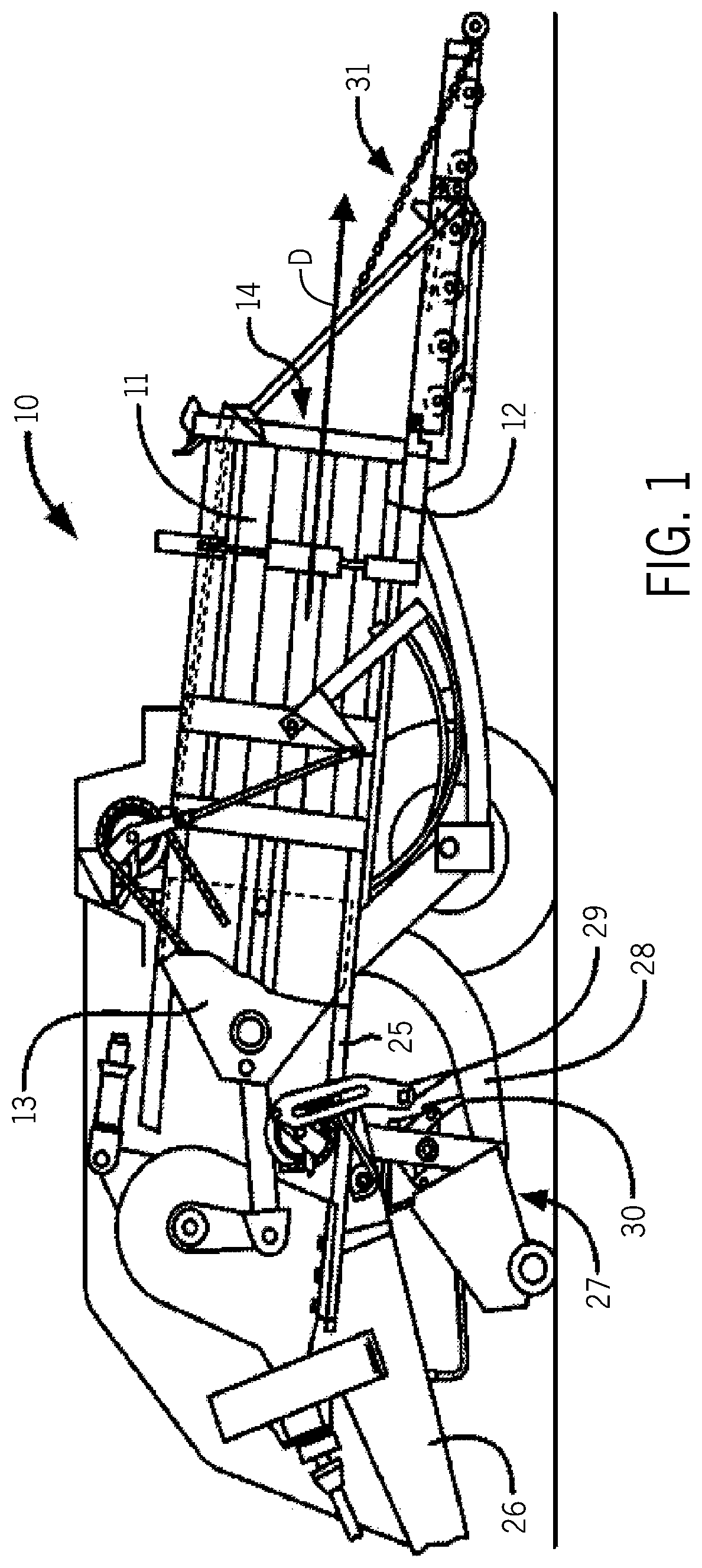 Patent US12396403 Figure 1 – Ejection chute for agricultural baler